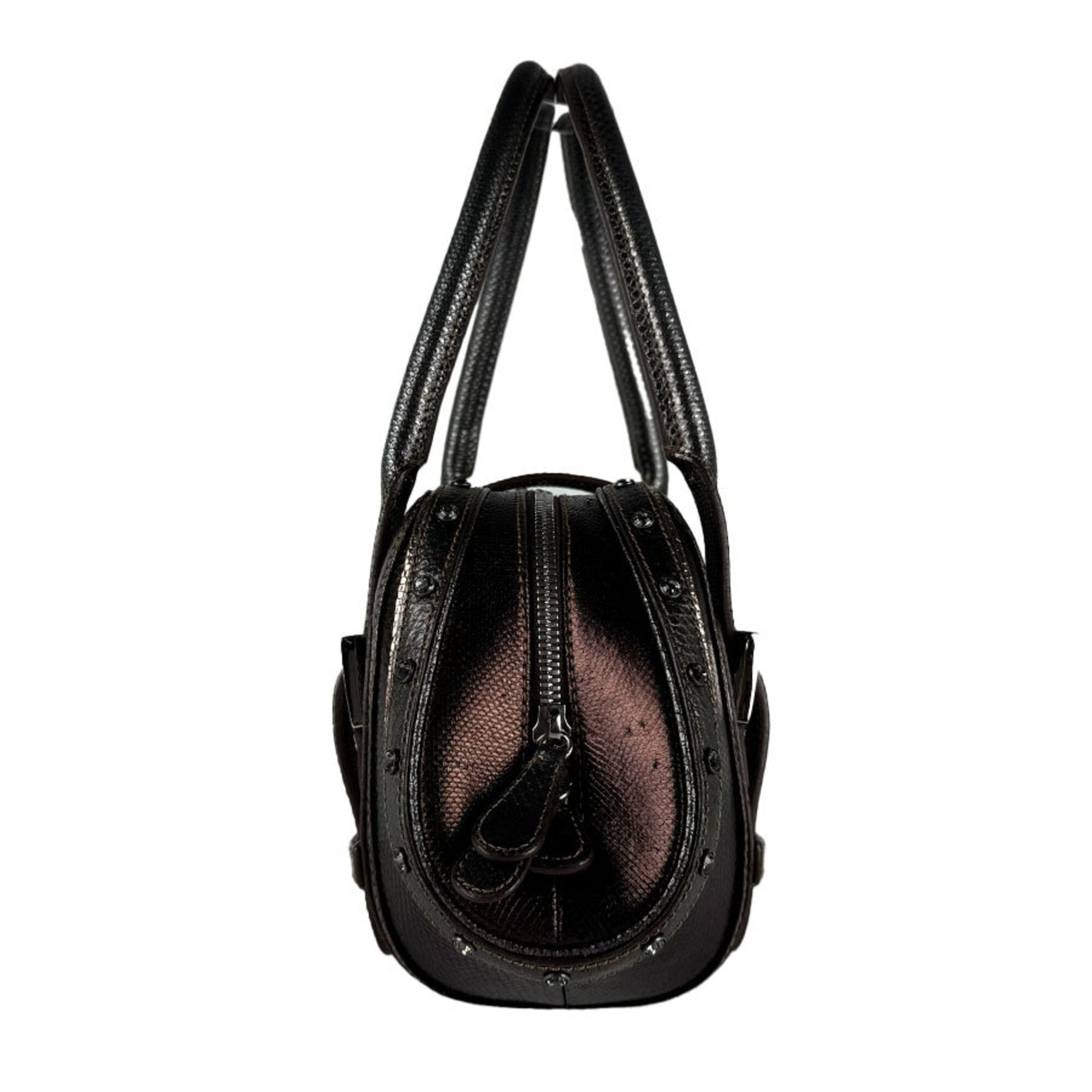 Loewe Brown Gray Leather Handbag (Pre-Owned)