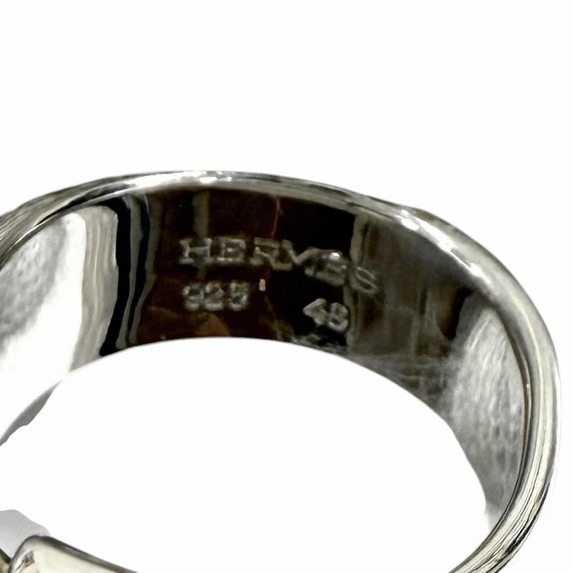 Hermes Silver Silver 925 Band Ring (Pre-Owned)