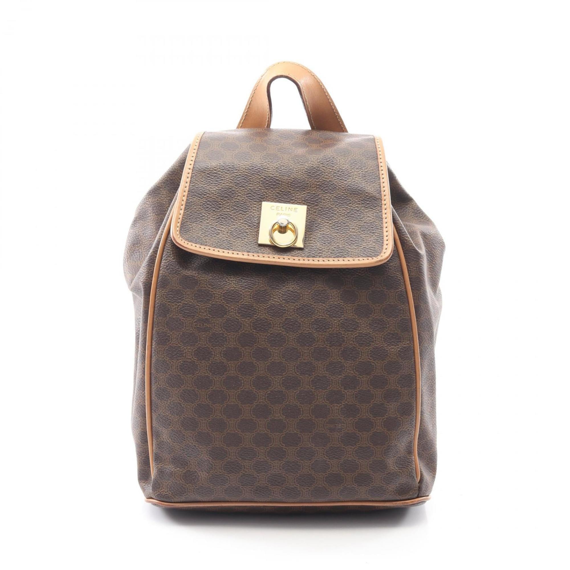 Celine Brown Coated Canvas Leather Backpack (Pre-Owned)