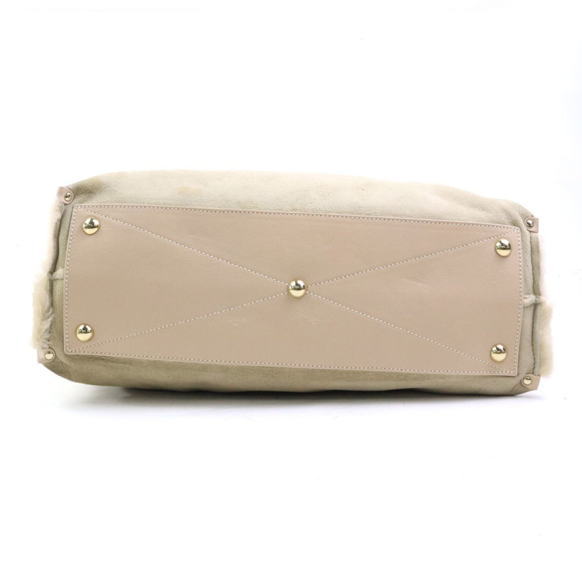 Salvatore Ferragamo Beige Pink Beige Leather Shoulder Bag (Pre-Owned)