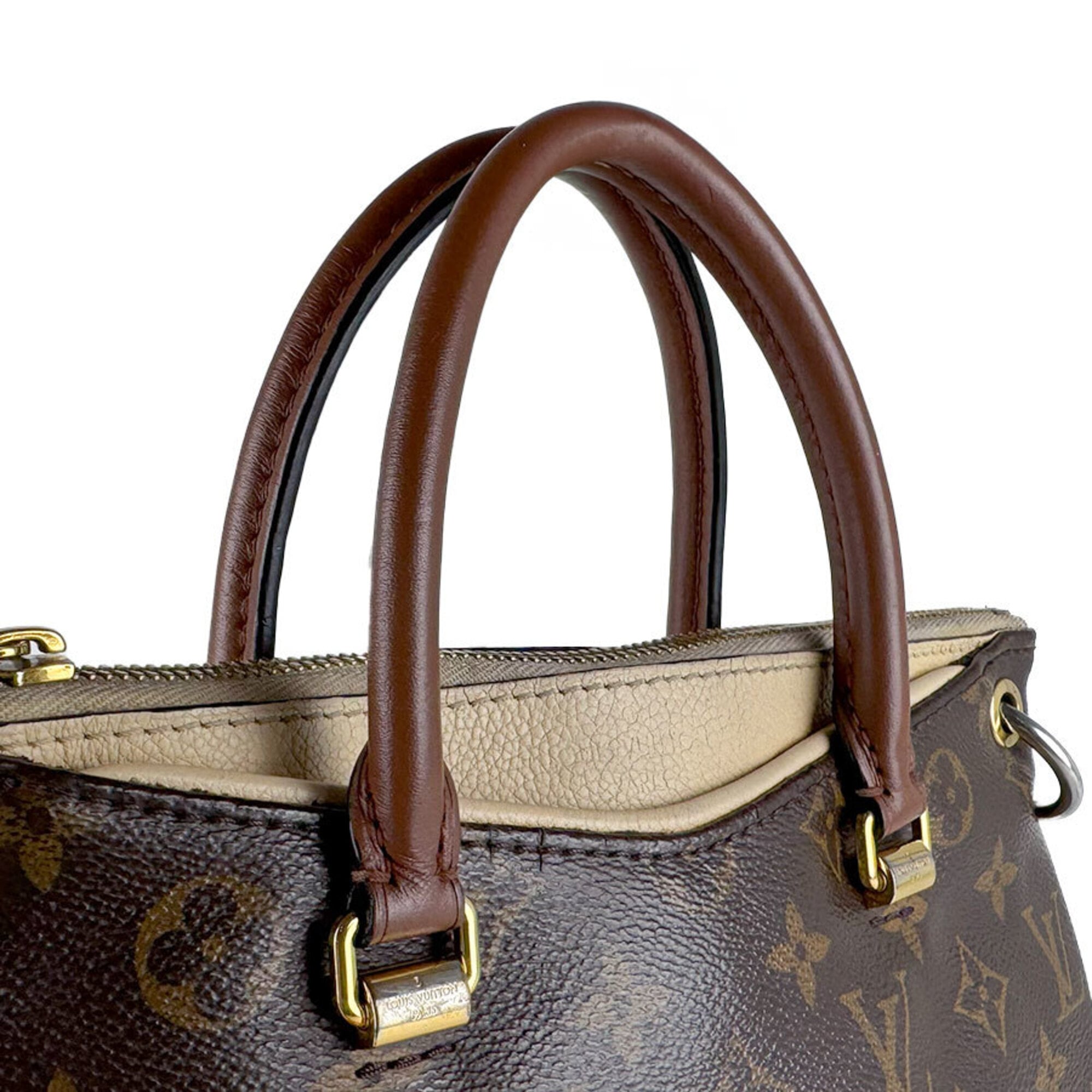 Louis Vuitton Brown Light Beige Monogram Monogram Leather Handbag (Pre-Owned)