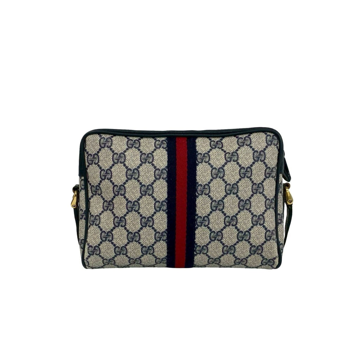 Gucci Navy Red Color Leather Pvc Shoulder Bag (Pre-Owned)