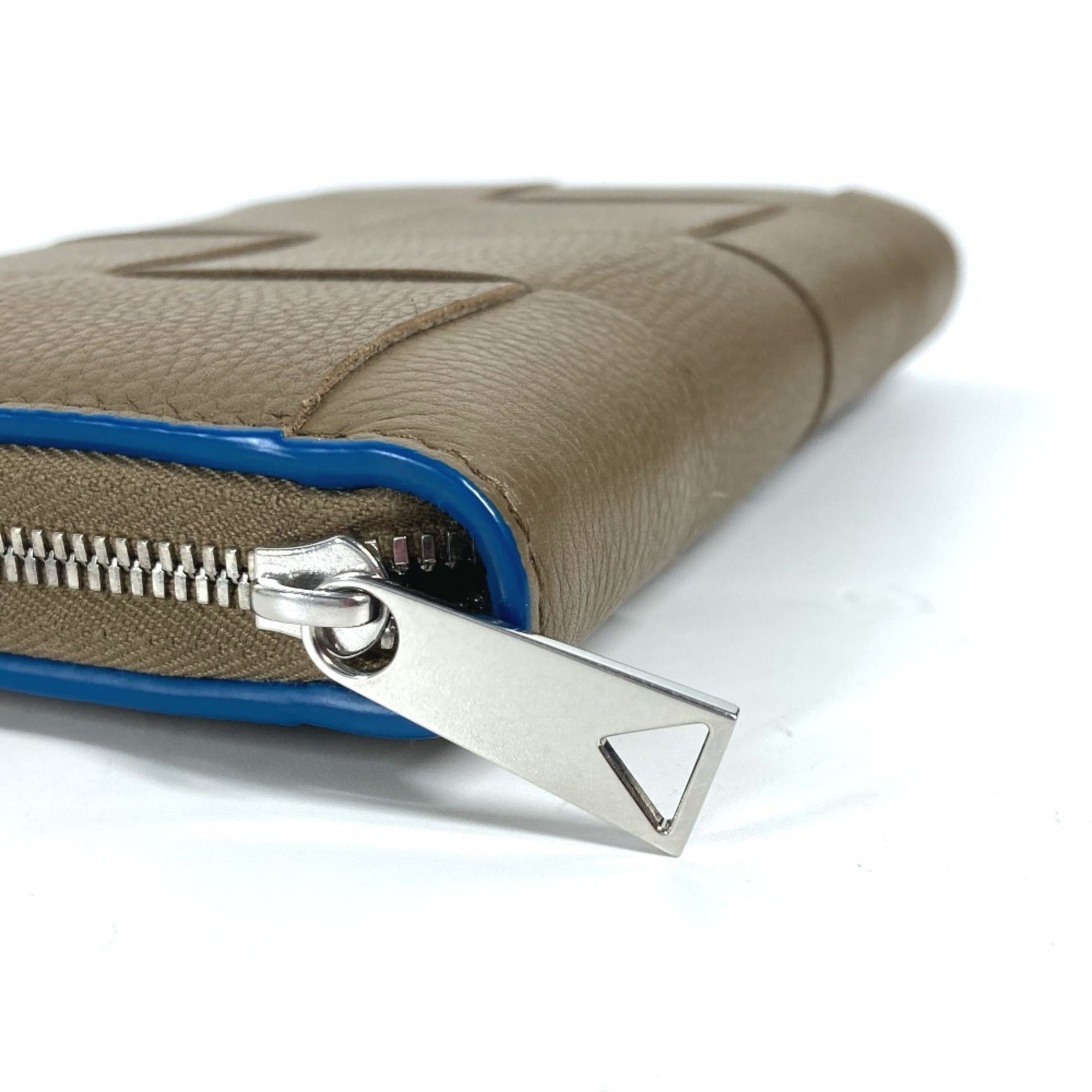 Bottega Veneta Blue Brown Leather Long Wallet (Bi-Fold) (Pre-Owned)