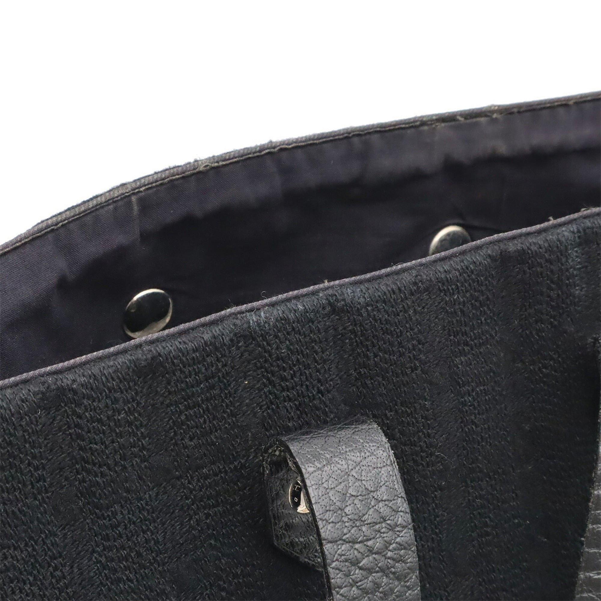 Hermes Ahmedabad Black Cotton Canvas Leather Handbag Tote Bag (Pre-Owned)