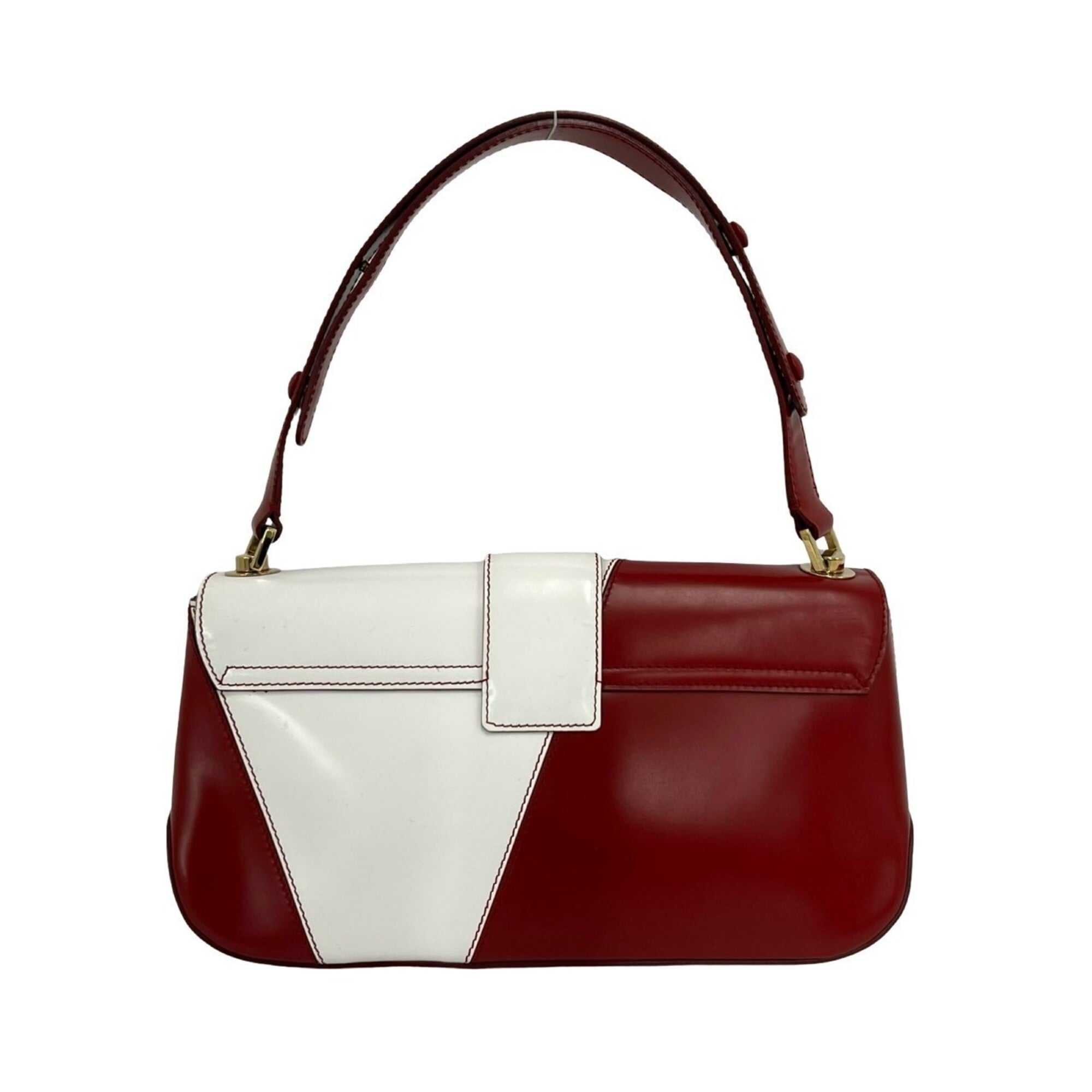 Salvatore Ferragamo Red Color White Leather Shoulder Bag (Pre-Owned)