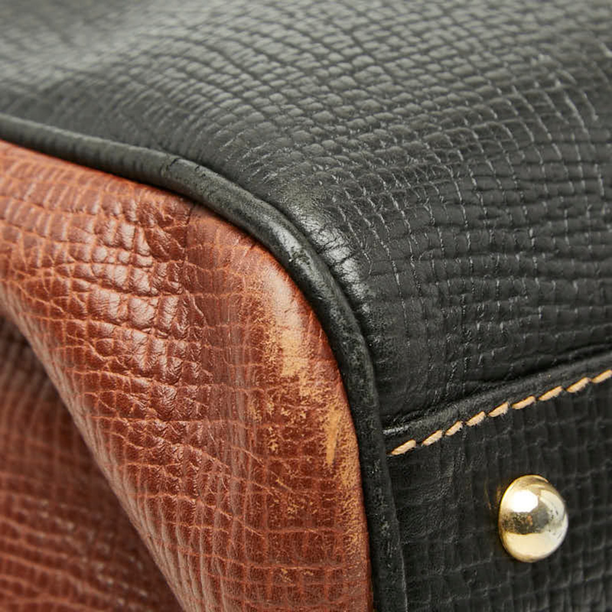 Loewe Black Brown Leather Handbag Tote Bag (Pre-Owned)
