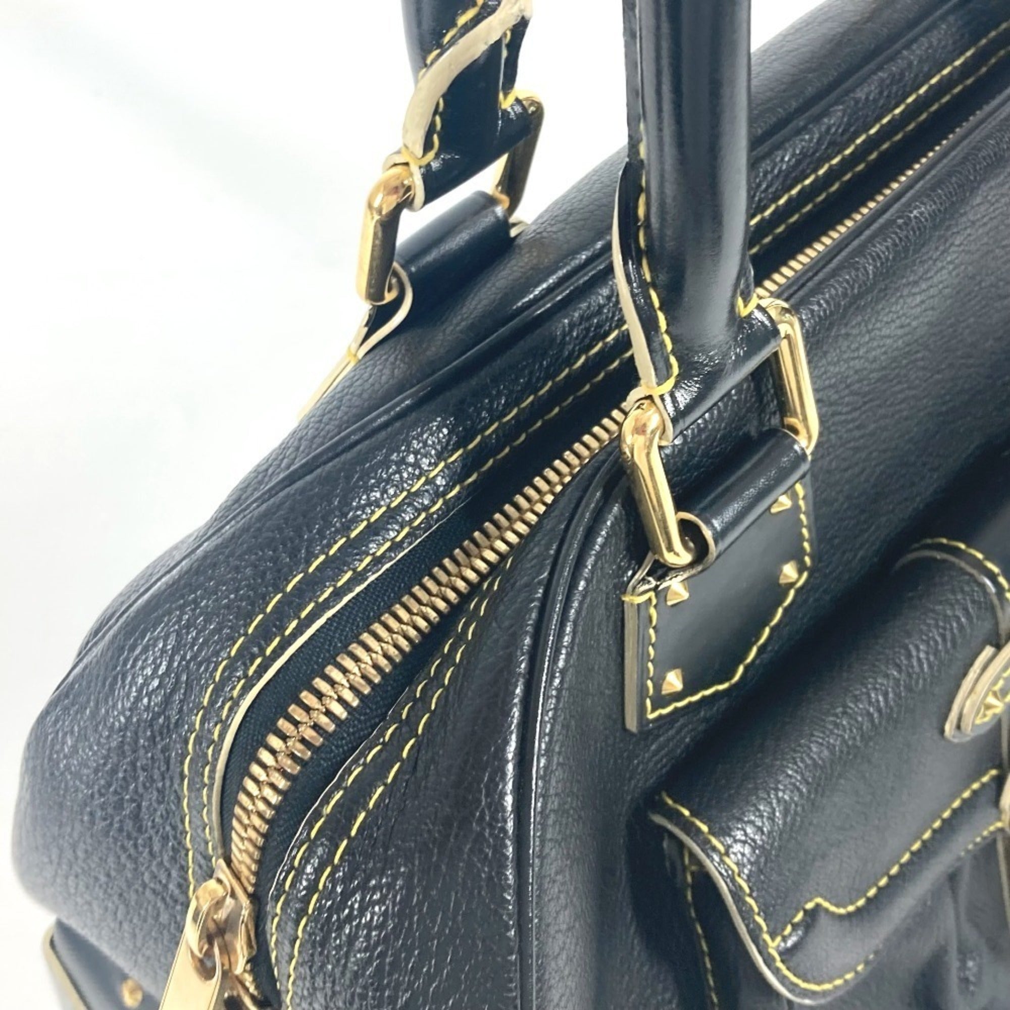 Louis Vuitton Suhali Black Noir Suhali Leather Boston Bag Handbag Shoulder Bag (Pre-Owned)