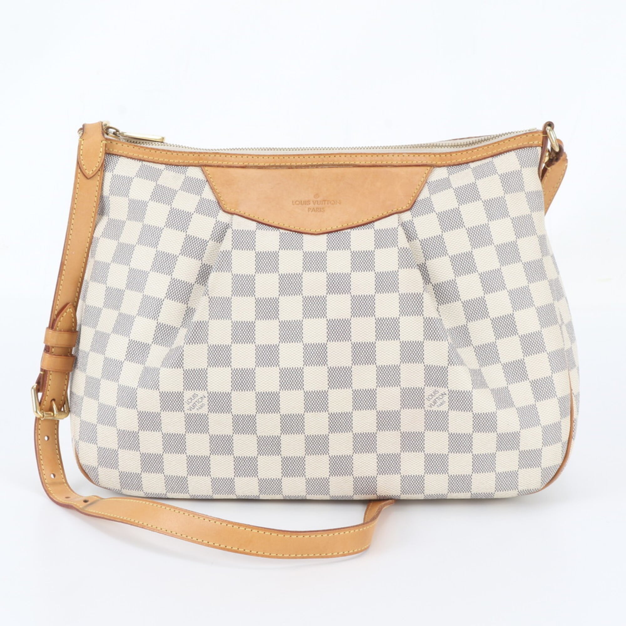 Louis Vuitton Beige Brown Leather Coated Canvas Shoulder Bag Tote Bag (Pre-Owned)
