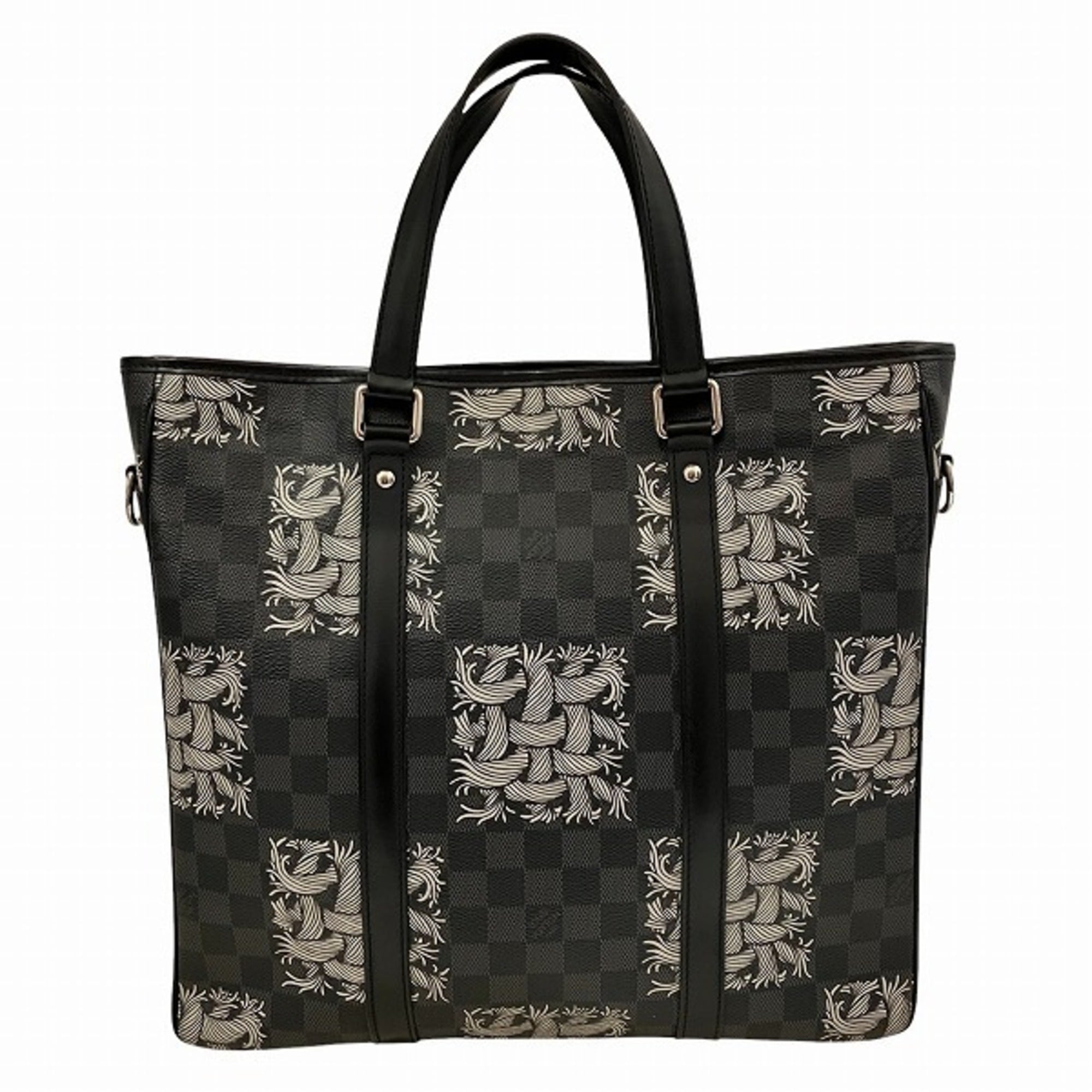 Louis Vuitton Black Gray White Handbag Tote Bag (Pre-Owned)