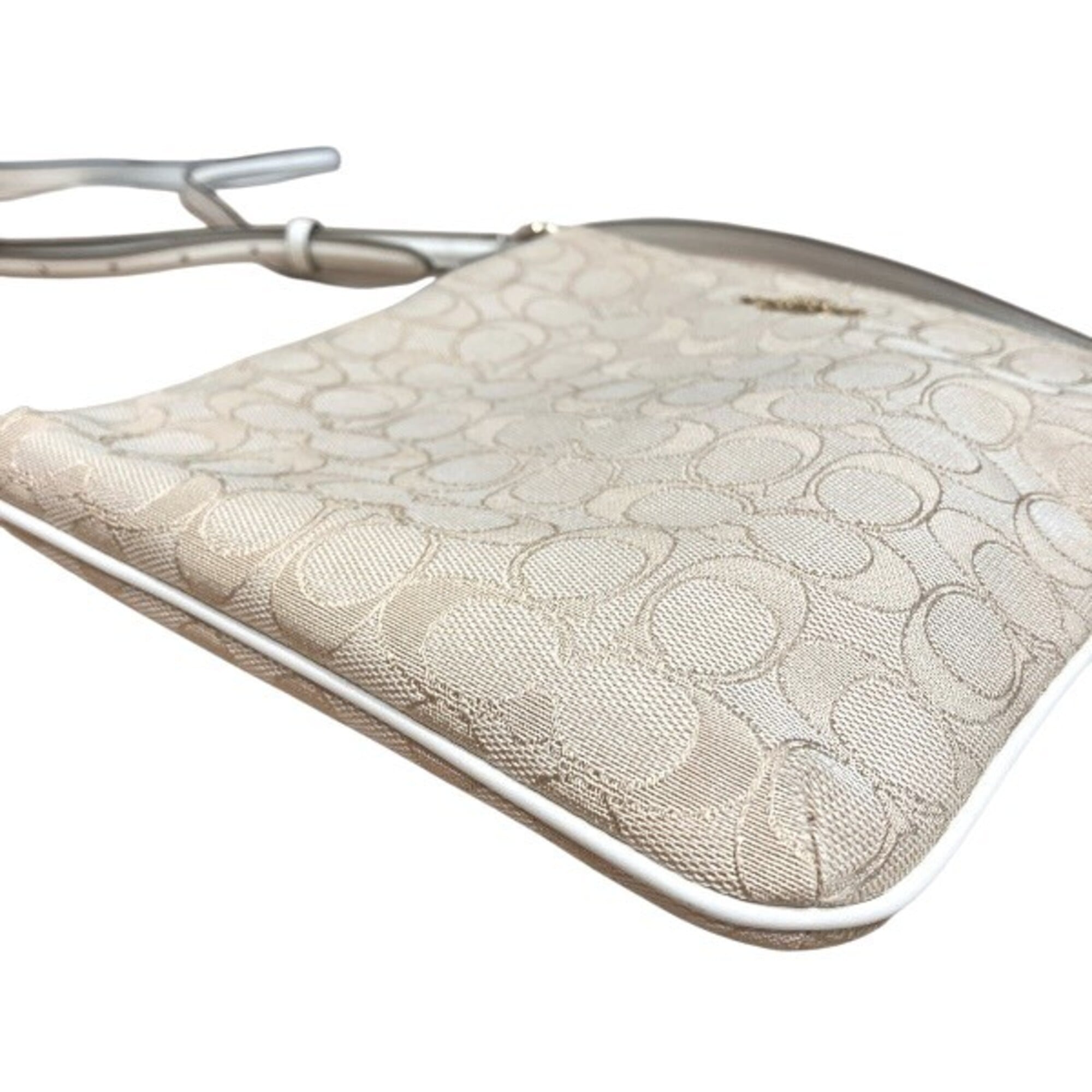 Coach Beige Signature Line Shoulder Bag (Pre-Owned)