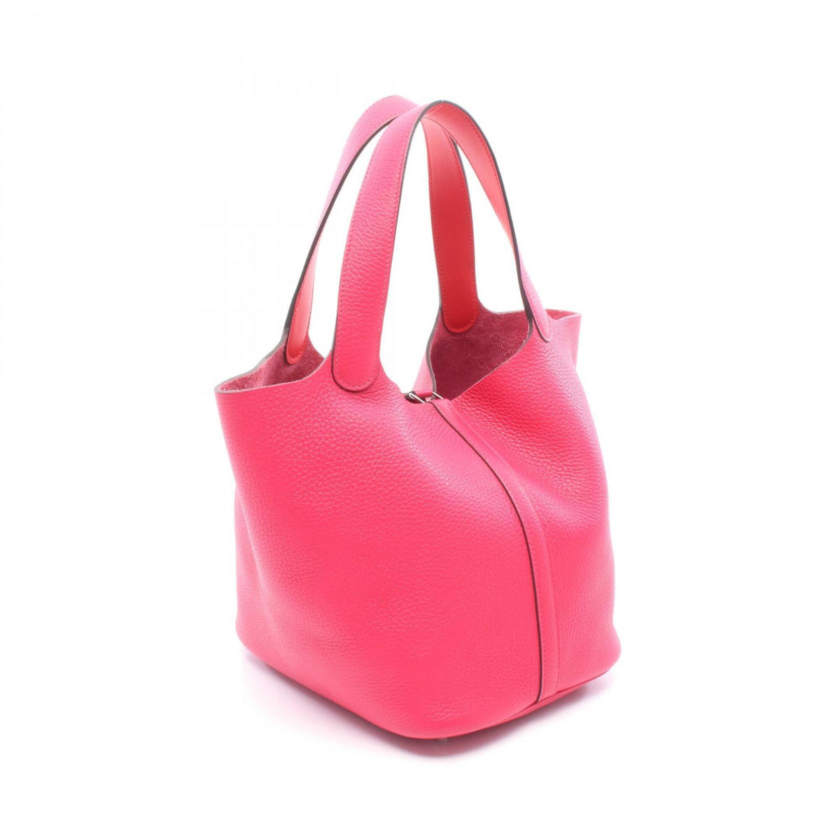 Hermes Pink Red Color Taurillon Clemence Leather Leather Swift Leather Handbag (Pre-Owned)