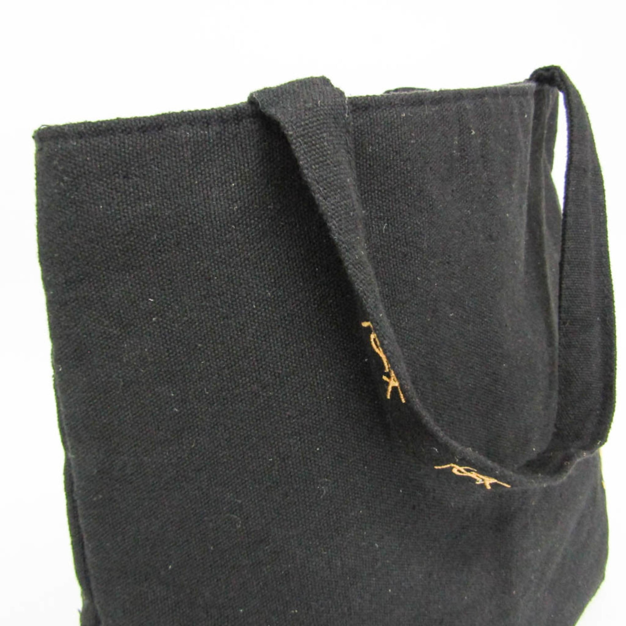 Yves Saint Laurent Black Canvas Handbag Tote Bag (Pre-Owned)
