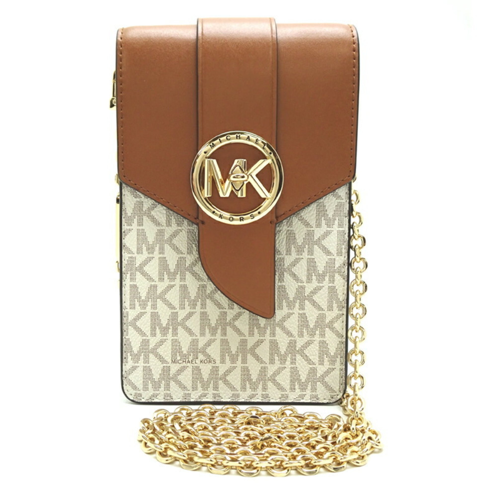 Michael Kors Brown White Pvc Leather Shoulder Bag (Pre-Owned)