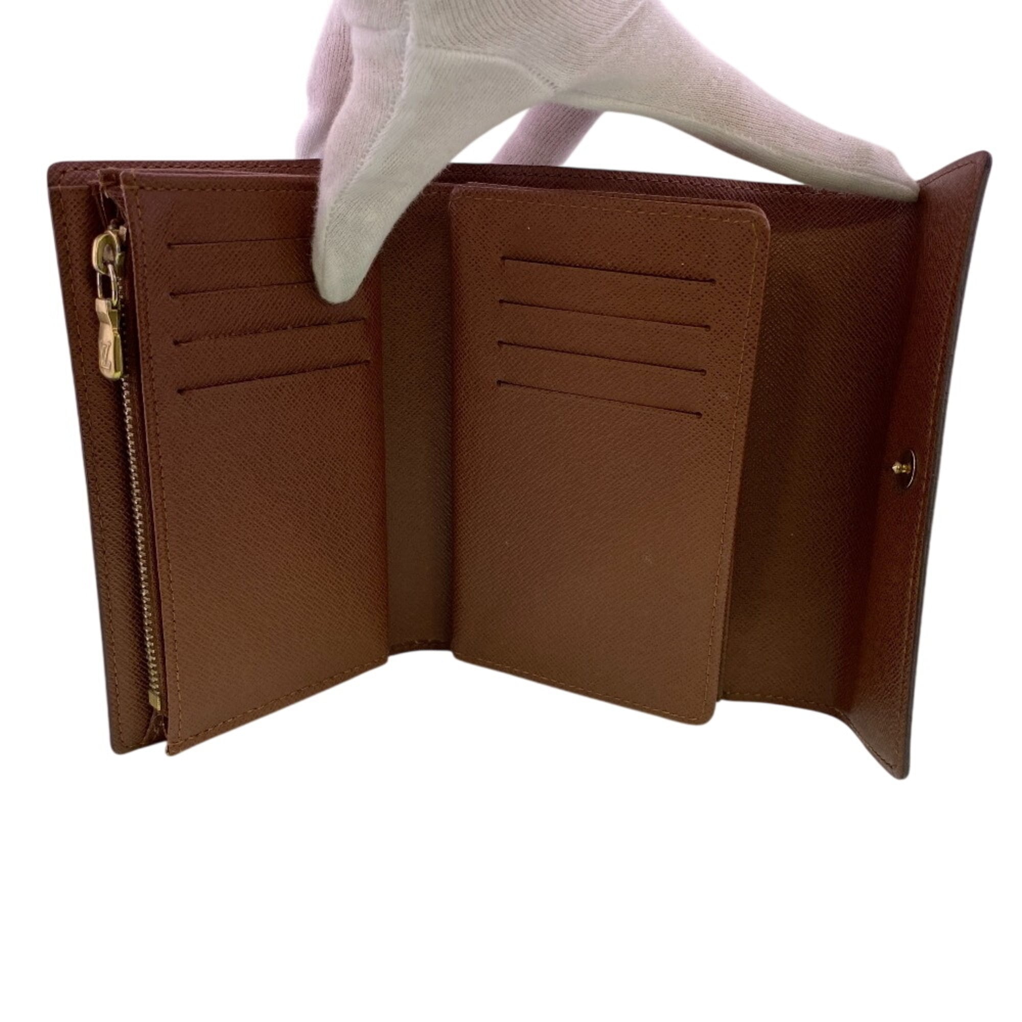 Louis Vuitton Brown Leather Wallet (Tri-Fold) (Pre-Owned)