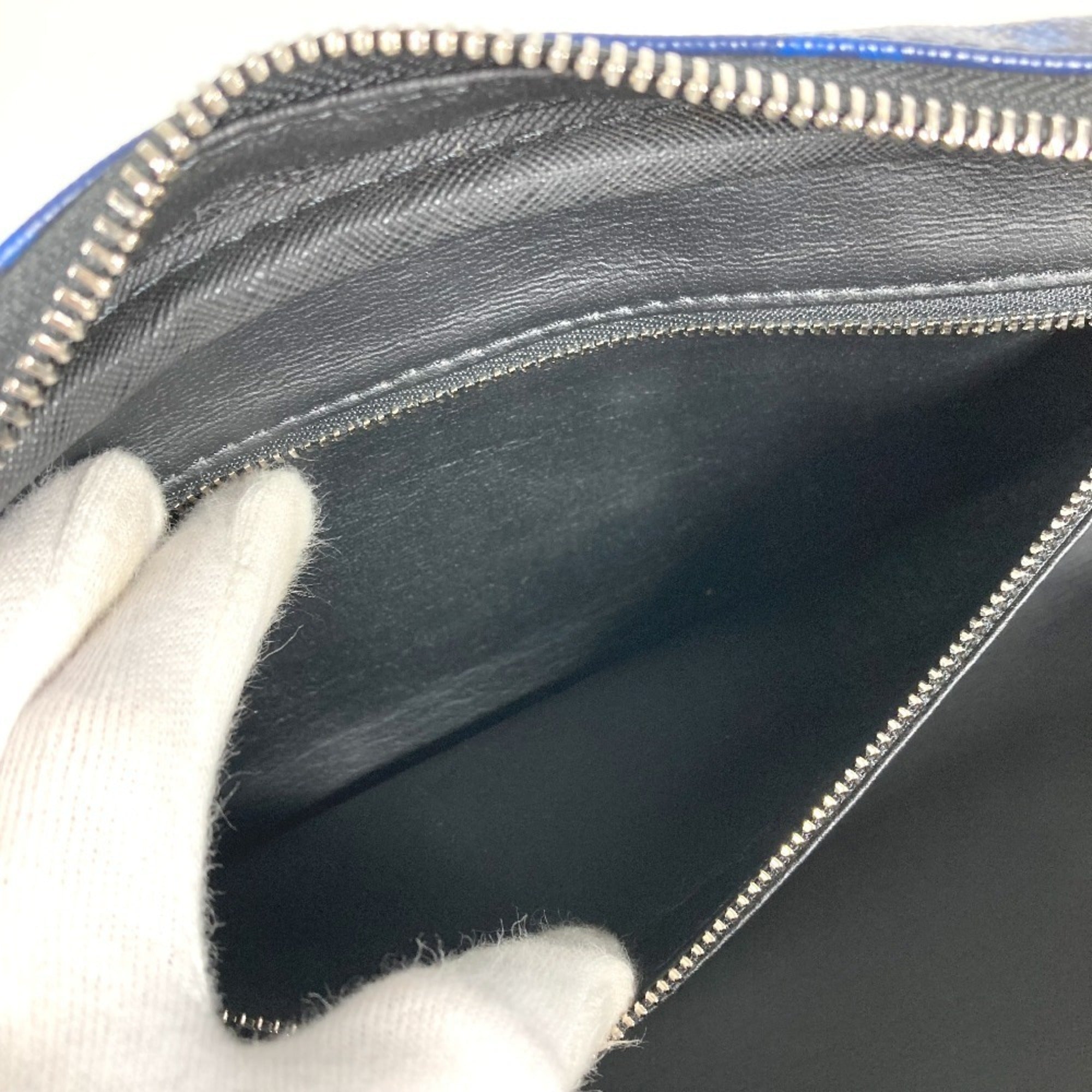 Louis Vuitton Blue Taiga Leather Monogram Canvas Leather Clutch Bag Handbag Pouch (Pre-Owned)