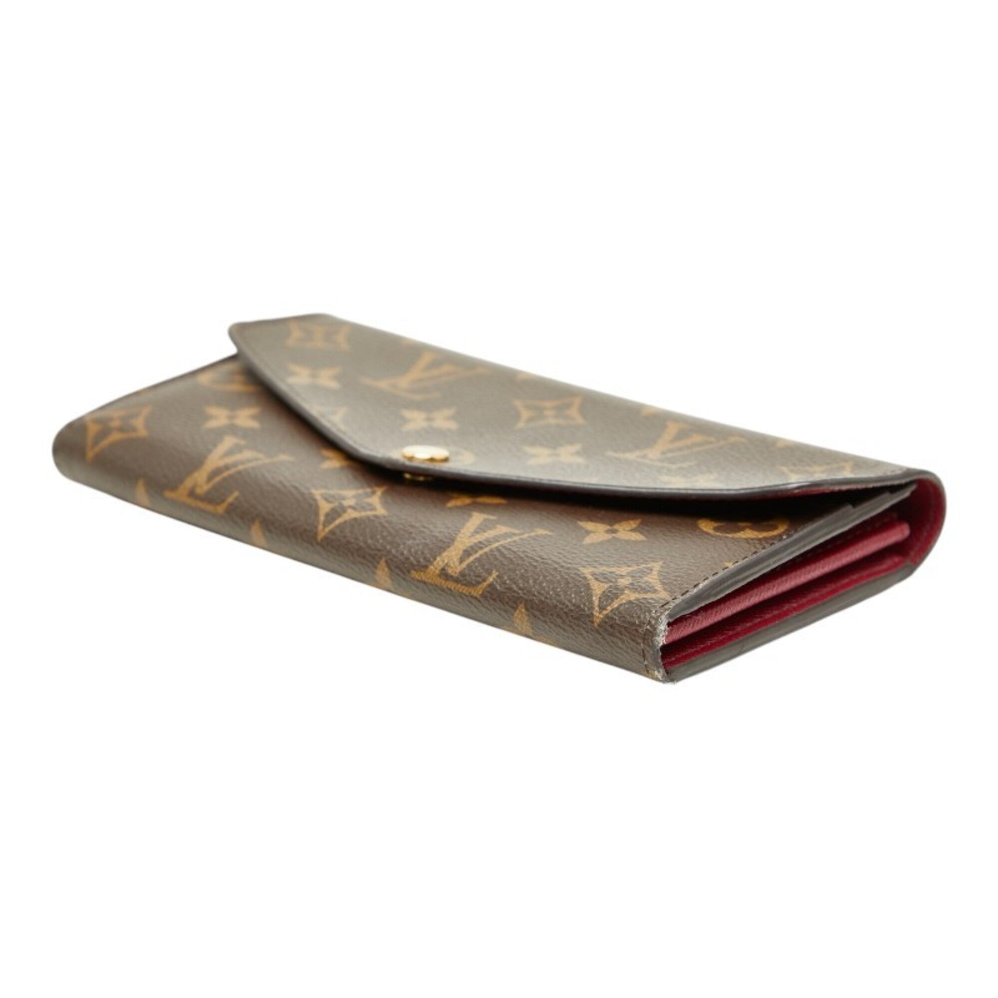 Louis Vuitton Monogram Brown Fuchsia Pvc Leather Long Wallet (Bi-Fold) (Pre-Owned)