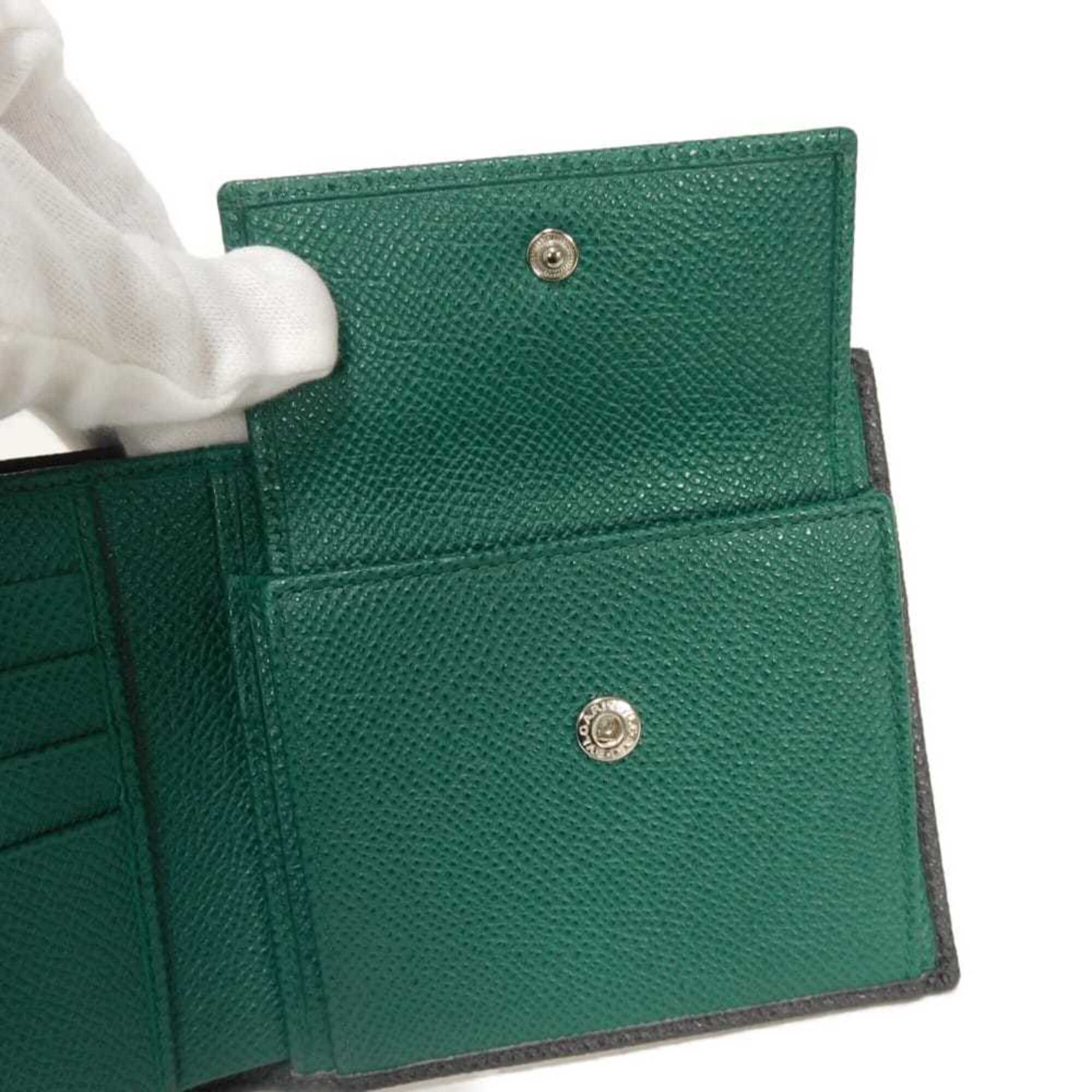 Bvlgari Black Emerald Green Leather Wallet (Bi-Fold) (Pre-Owned)