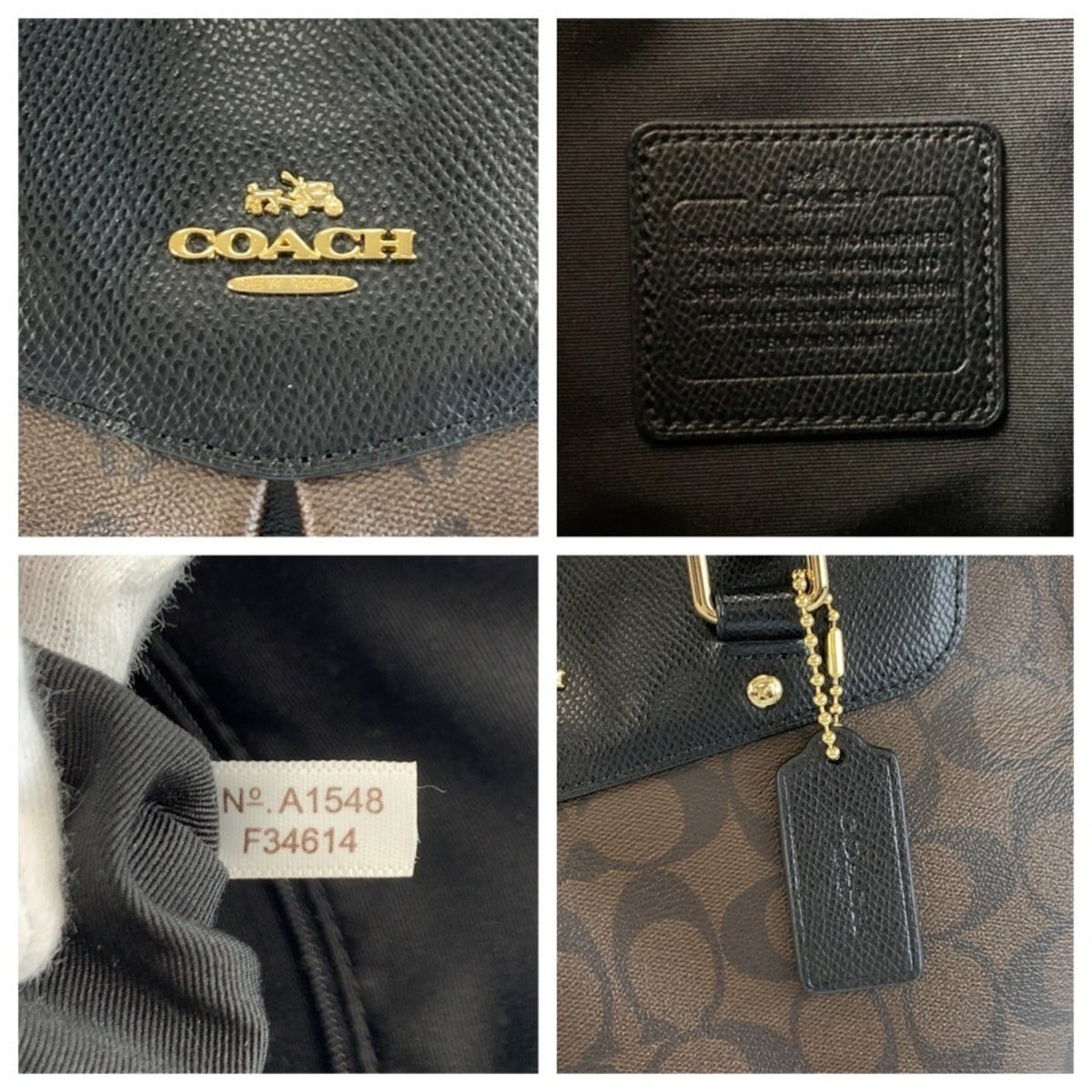 Coach Black Brown Pvc Shoulder Bag Tote Bag (Pre-Owned)