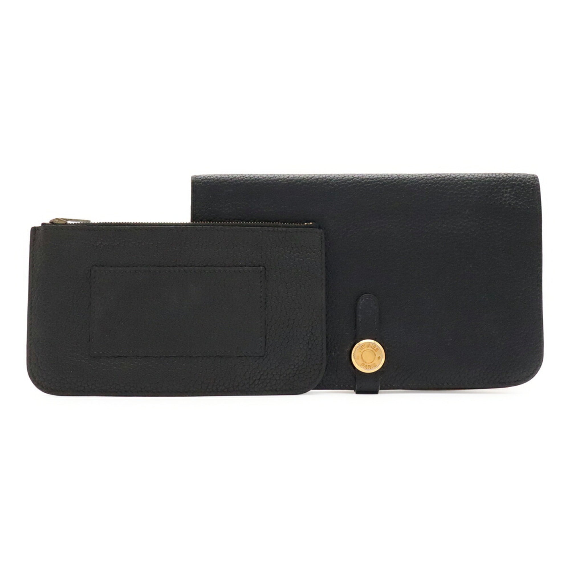 Hermes Black Togo Leather Long Wallet (Bi-Fold) (Pre-Owned)