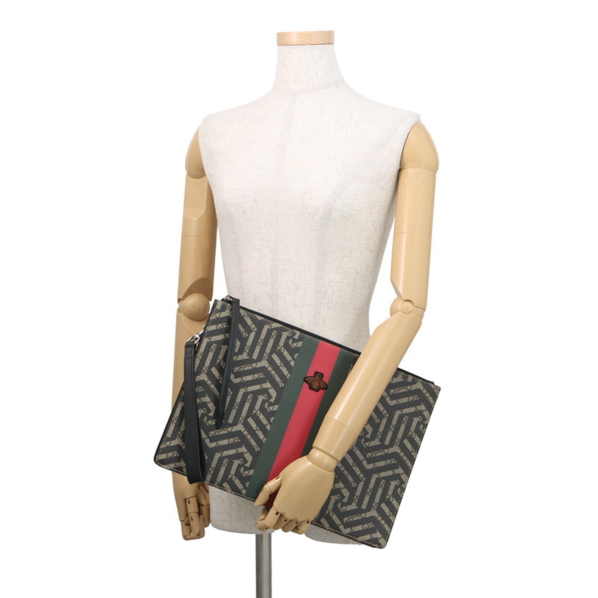 Gucci Black Multi-Color Leather Clutch Bag Handbag Pouch (Pre-Owned)