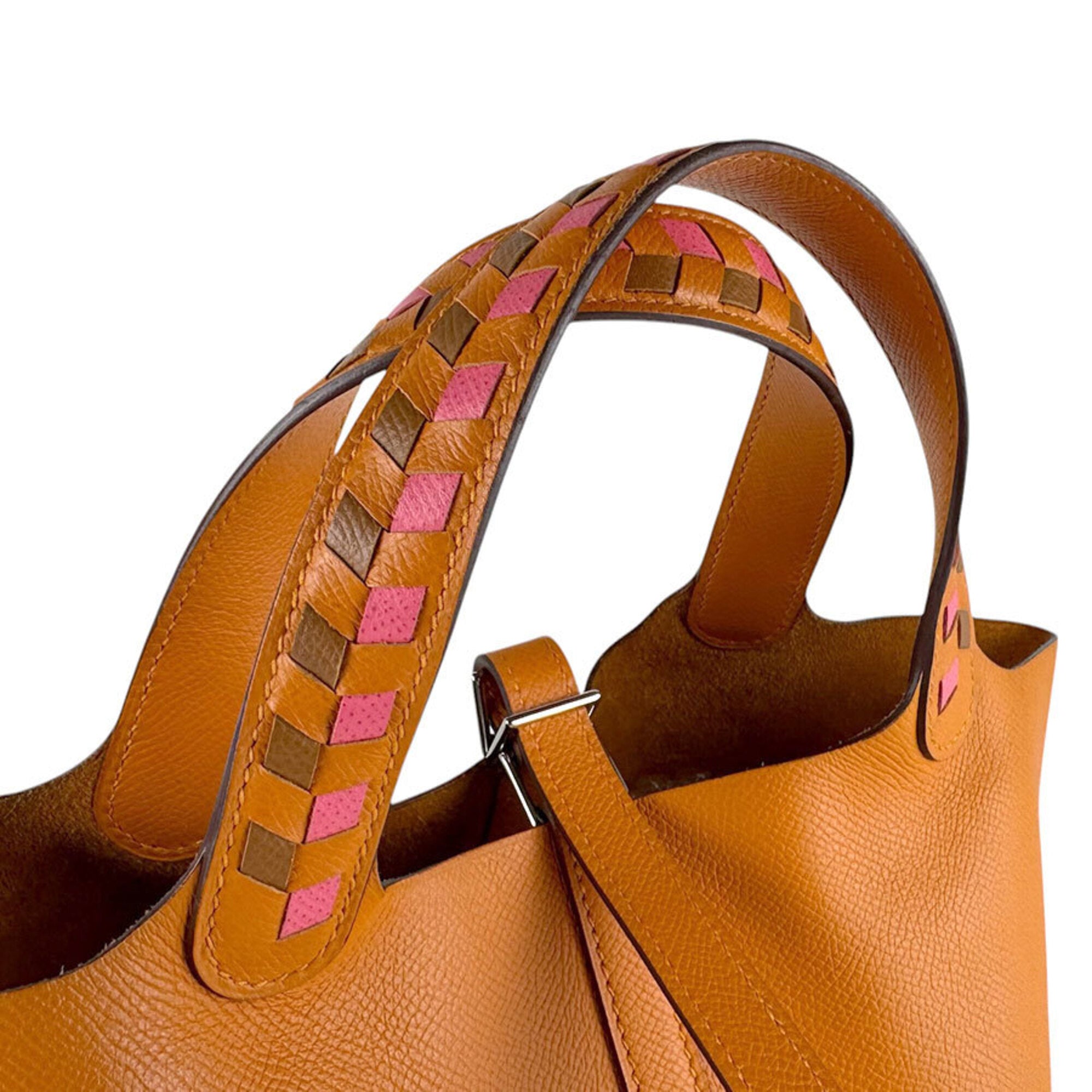 Hermes Brown Orange Rose Azalee Epsom Leather Handbag (Pre-Owned)