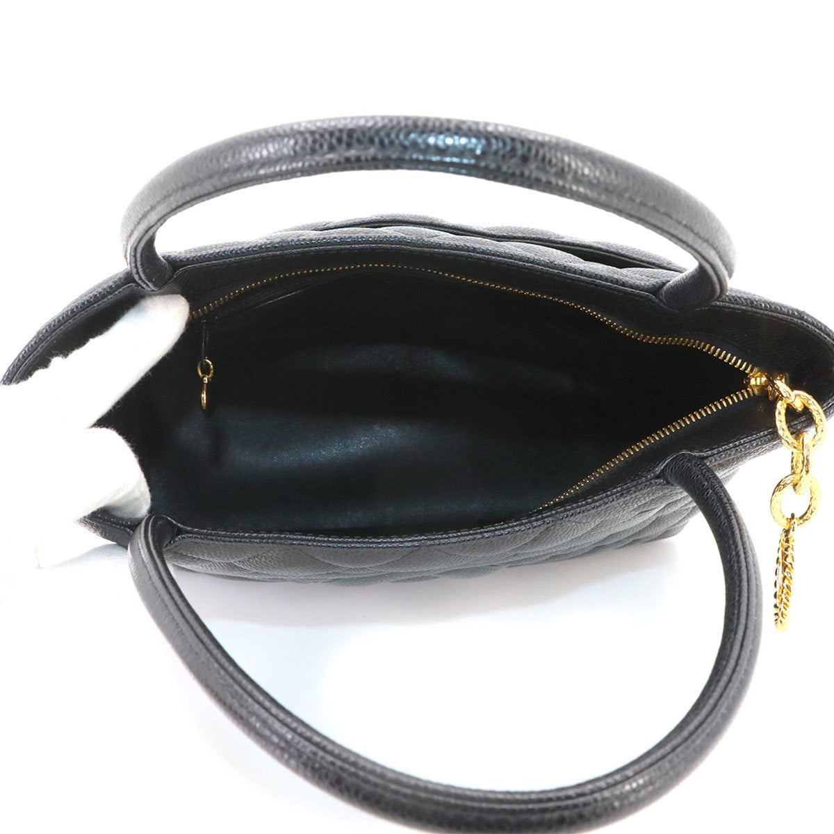 Chanel Black Grained Calfskin Handbag Tote Bag (Pre-Owned)