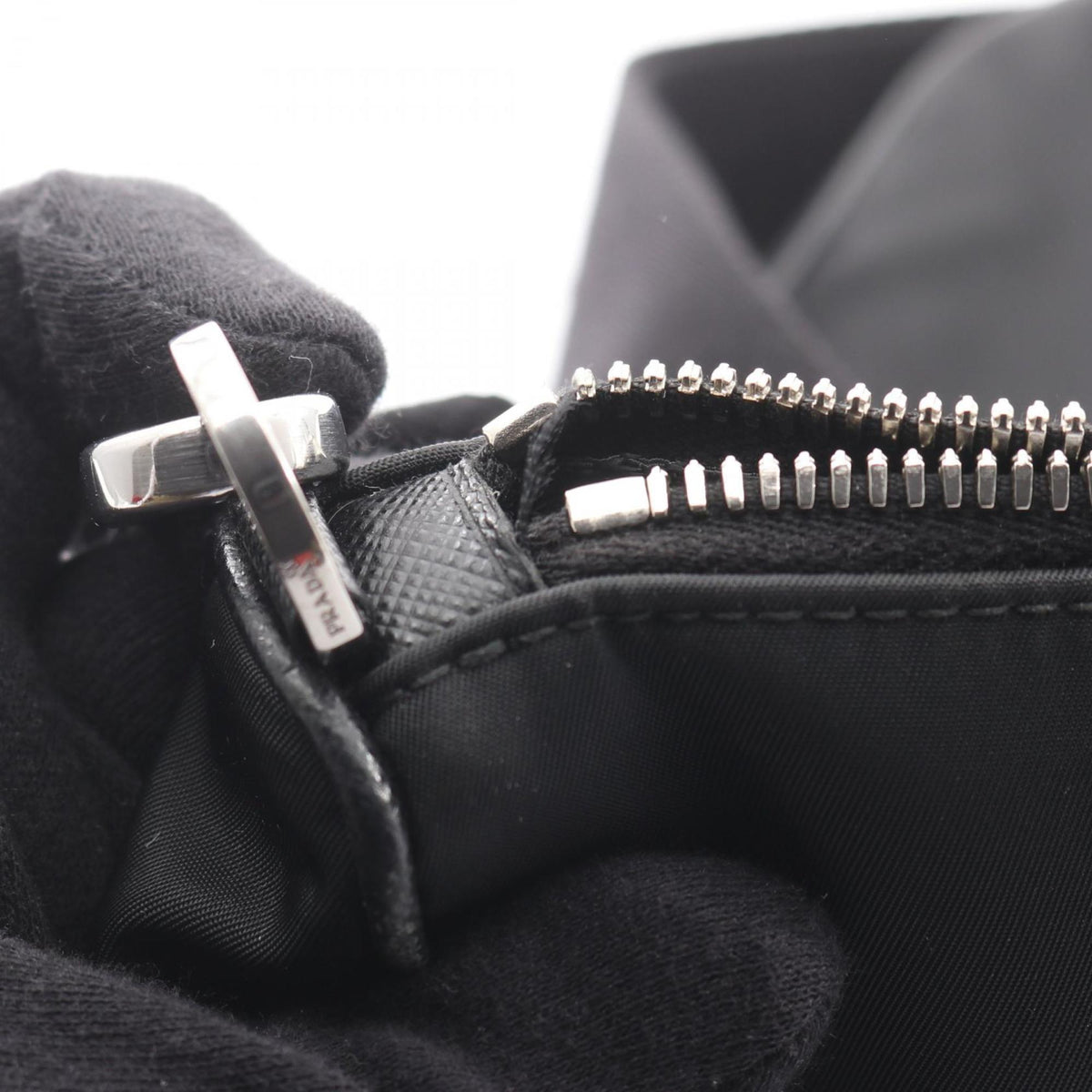 Prada Black Nylon Saffiano Triangle Shoulder Bag (Pre-Owned)
