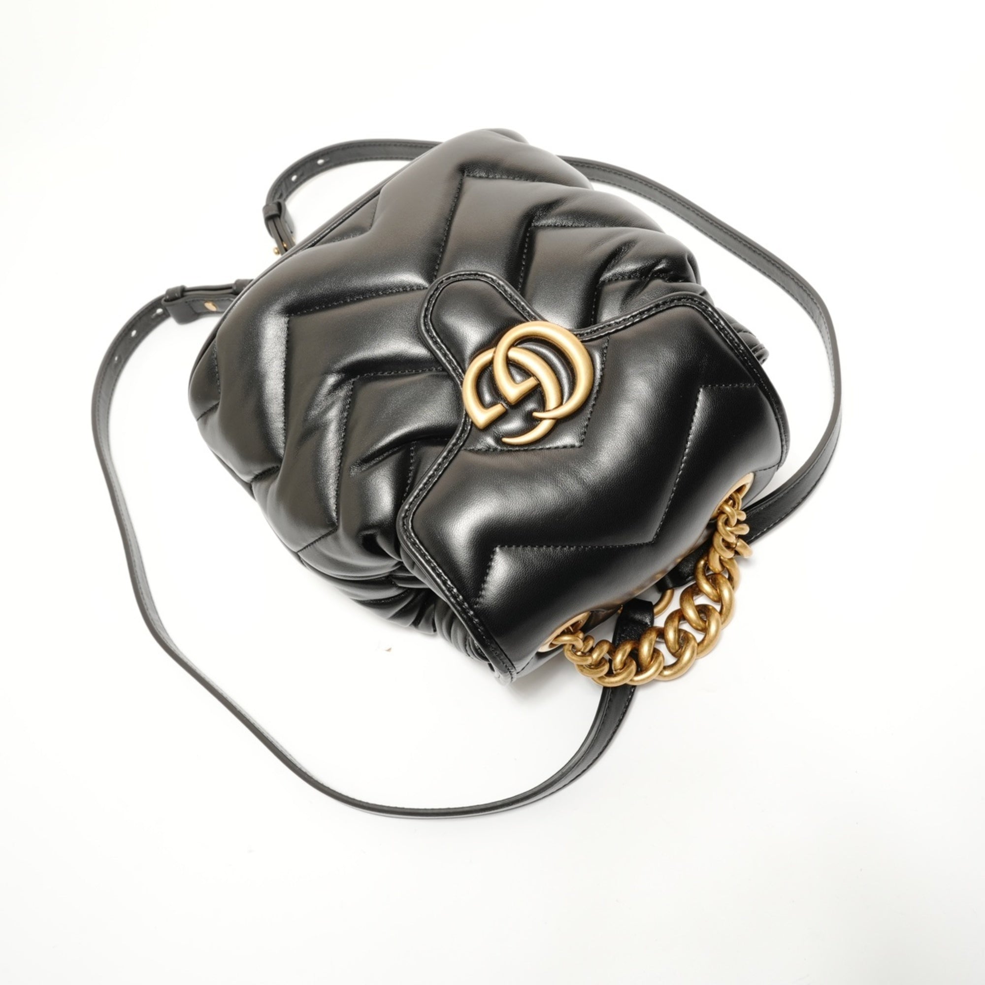 Gucci Gg Marmont Black Quilting Backpack (Pre-Owned)