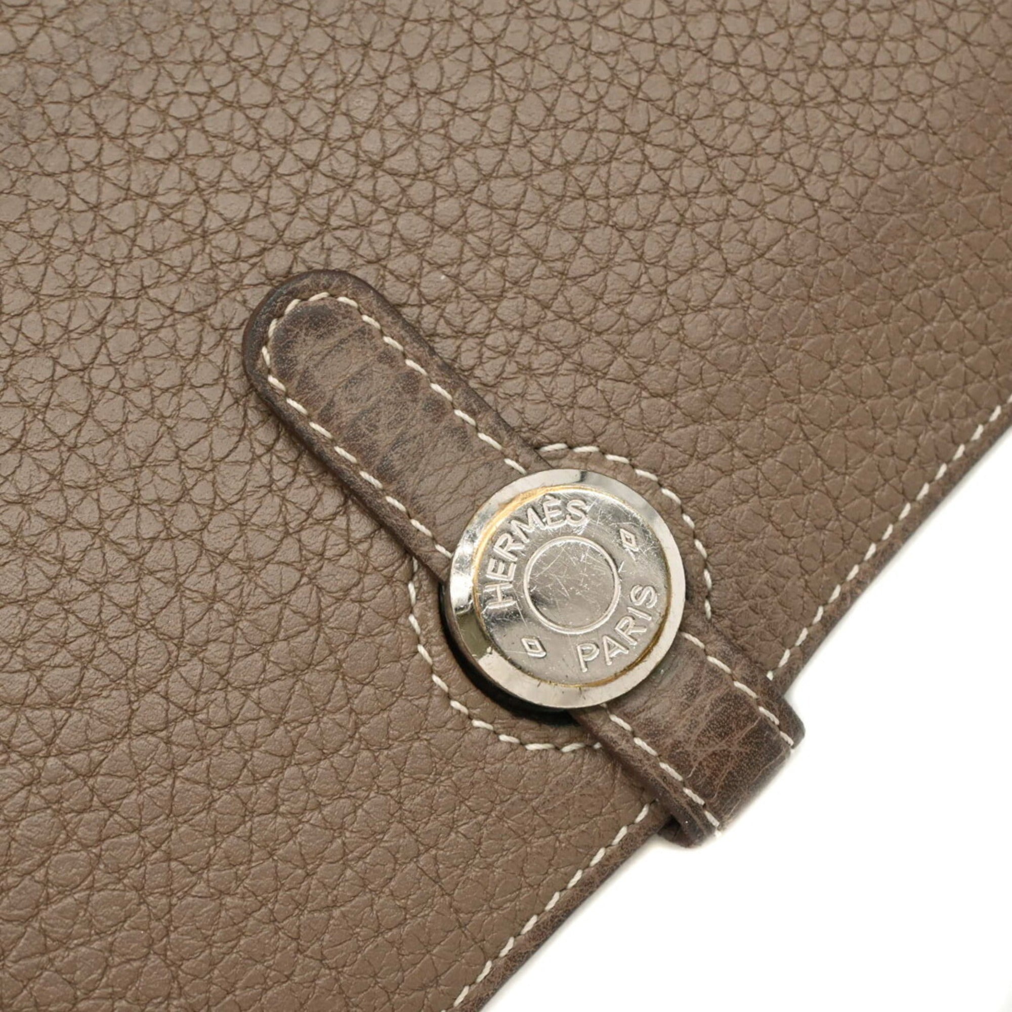 Hermes Dogon Duo Etoupe Gray Grayish Togo Leather Long Wallet (Bi-Fold) (Pre-Owned)