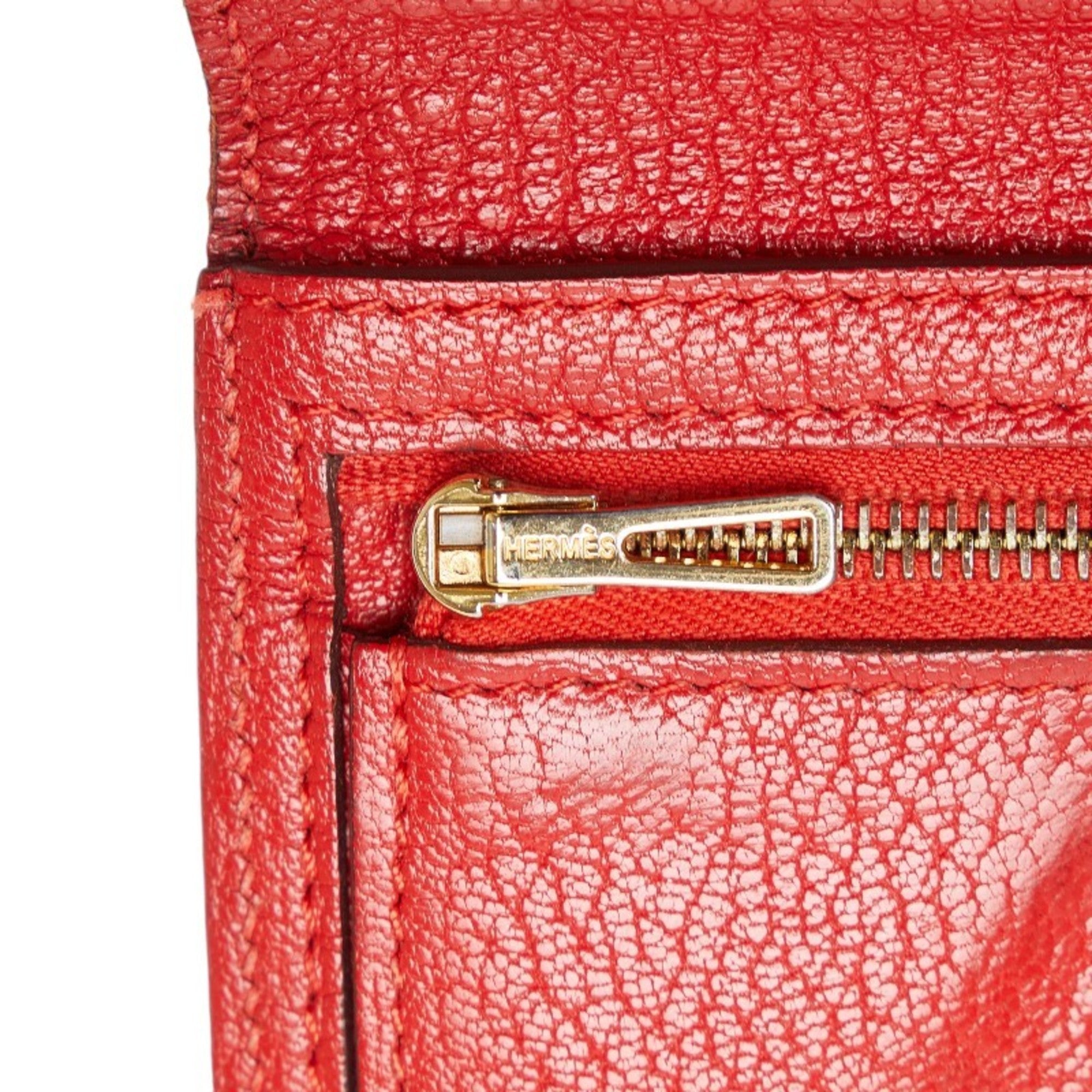 Hermes Red Color Leather Wallet (Bi-Fold) (Pre-Owned)