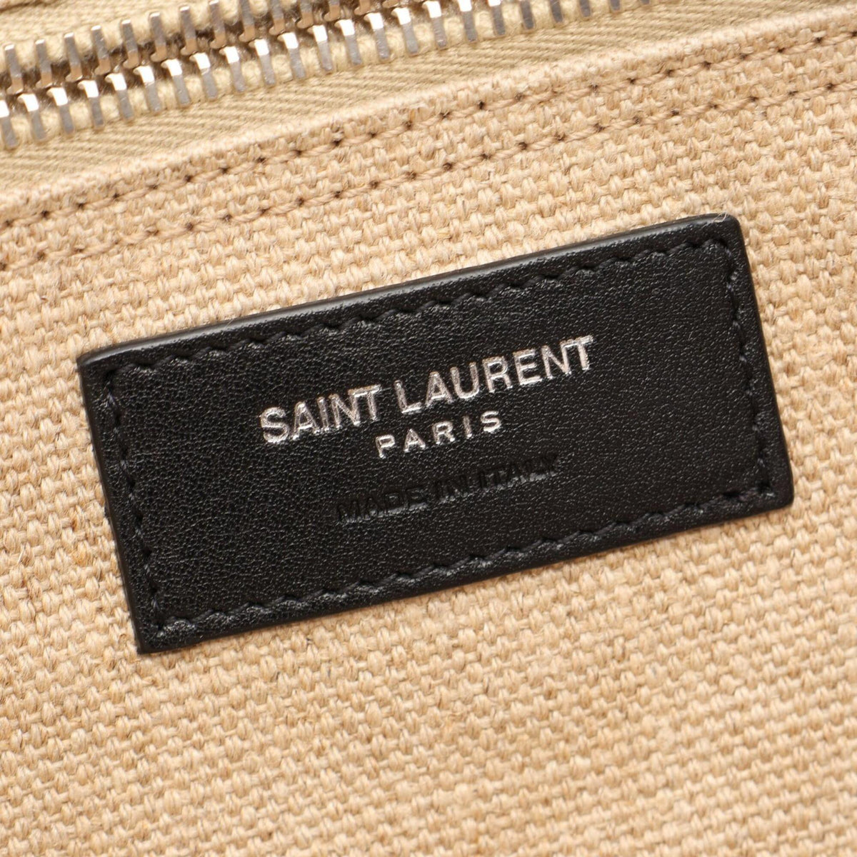 Yves Saint Laurent Black Ivory Coated Canvas Leather Handbag Tote Bag (Pre-Owned)