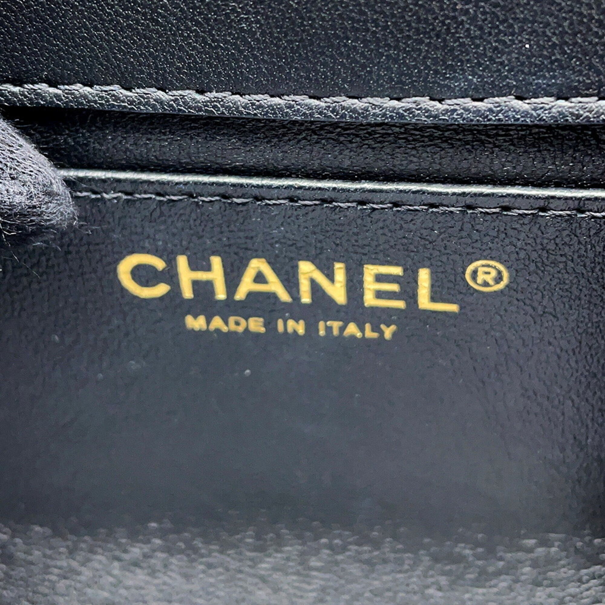 Chanel Black Leather Handbag Shoulder Bag (Pre-Owned)