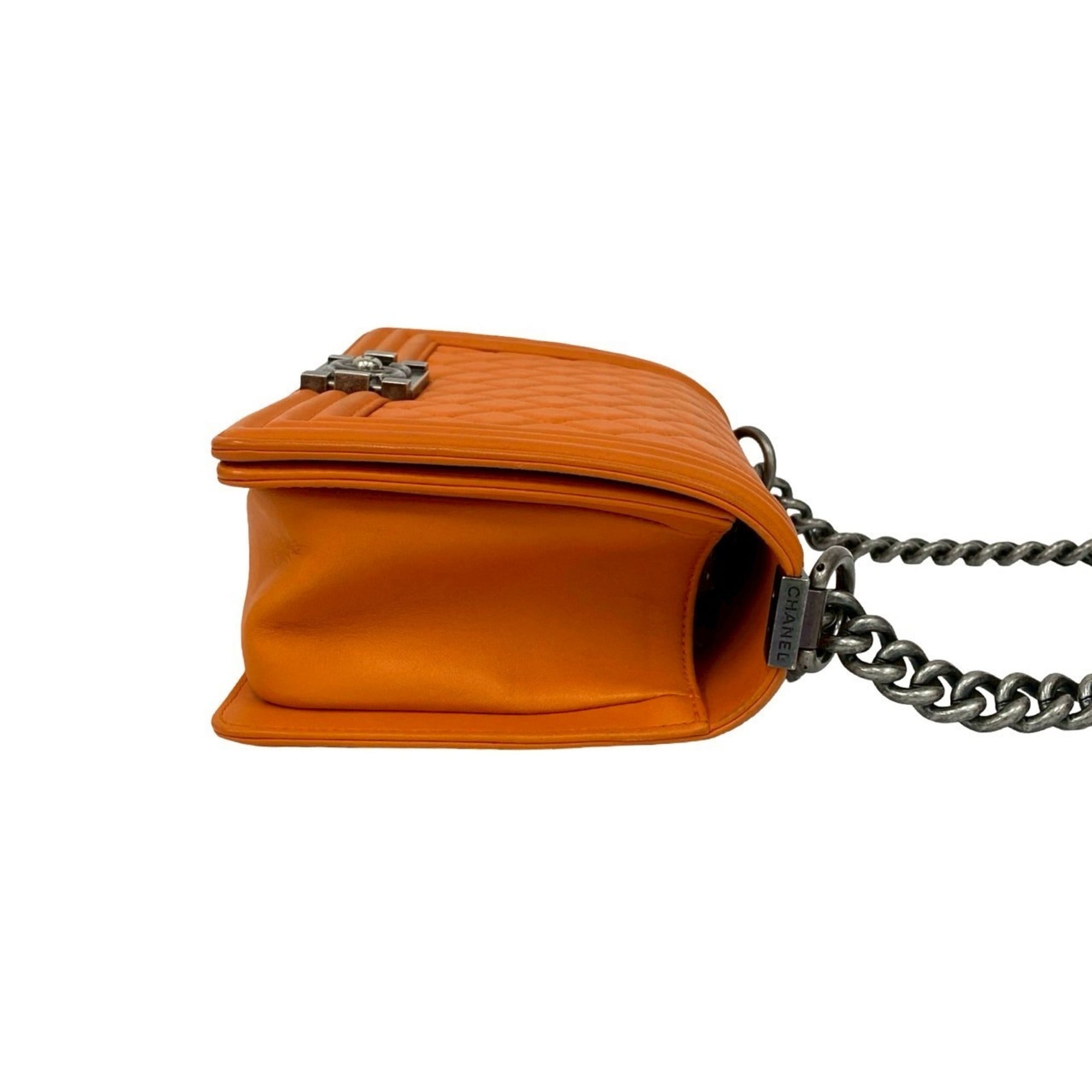 Chanel Orange Leather Pochette Shoulder Bag (Pre-Owned)