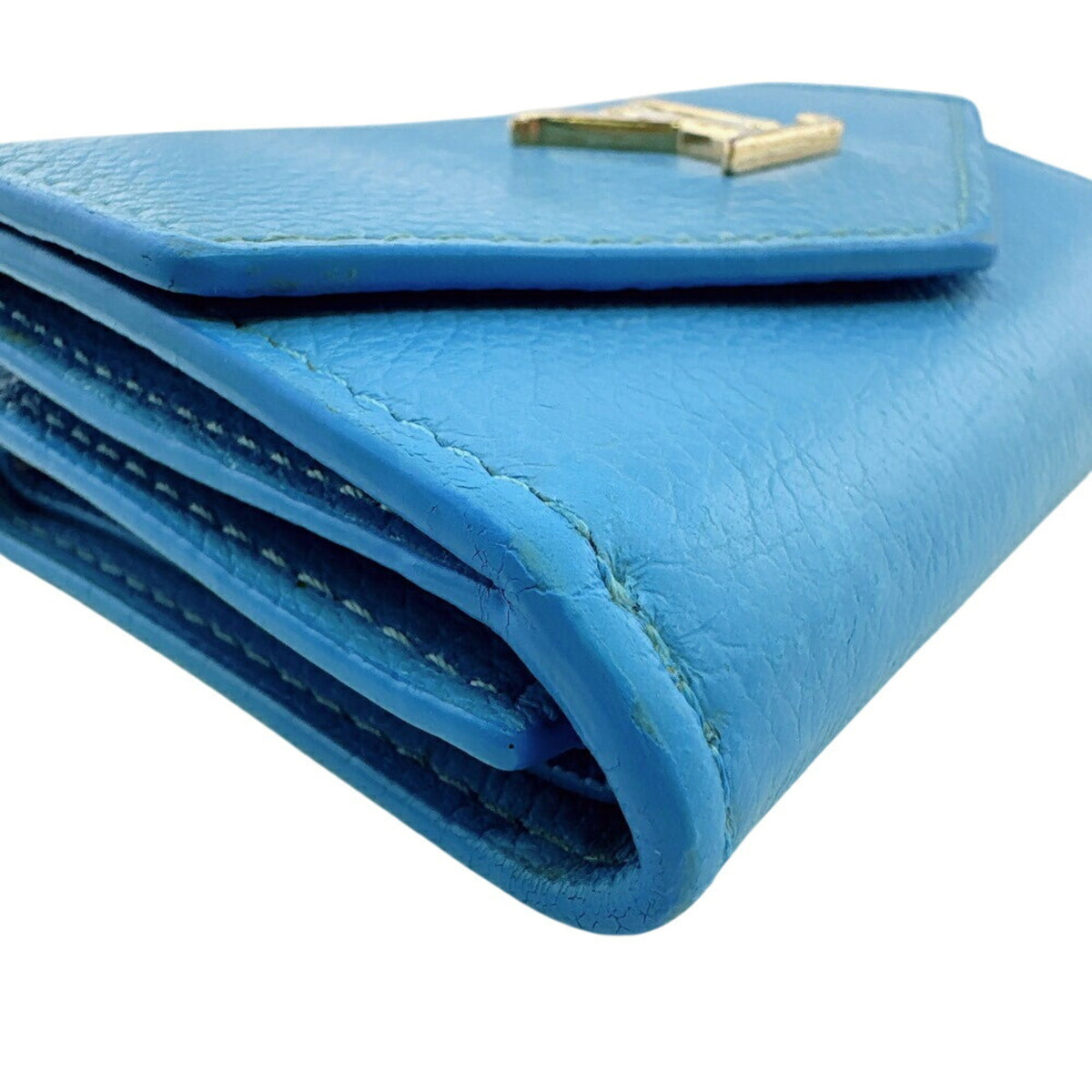 Louis Vuitton Blue Leather Wallet (Tri-Fold) (Pre-Owned)