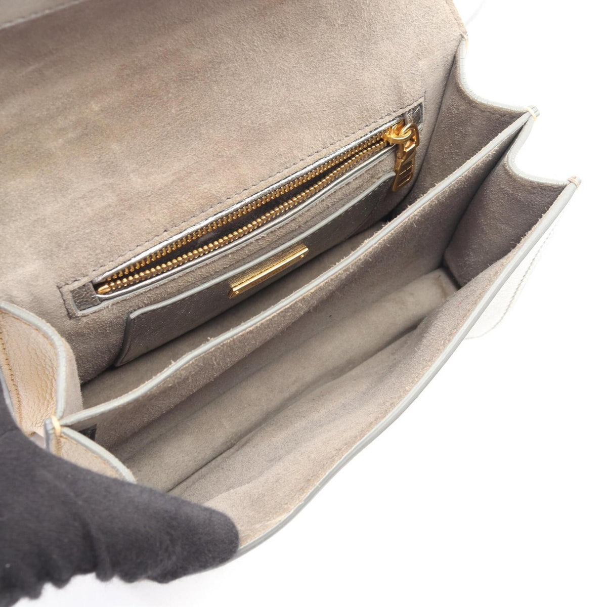 Miu Miu Gold Silver Leather Handbag Shoulder Bag (Pre-Owned)