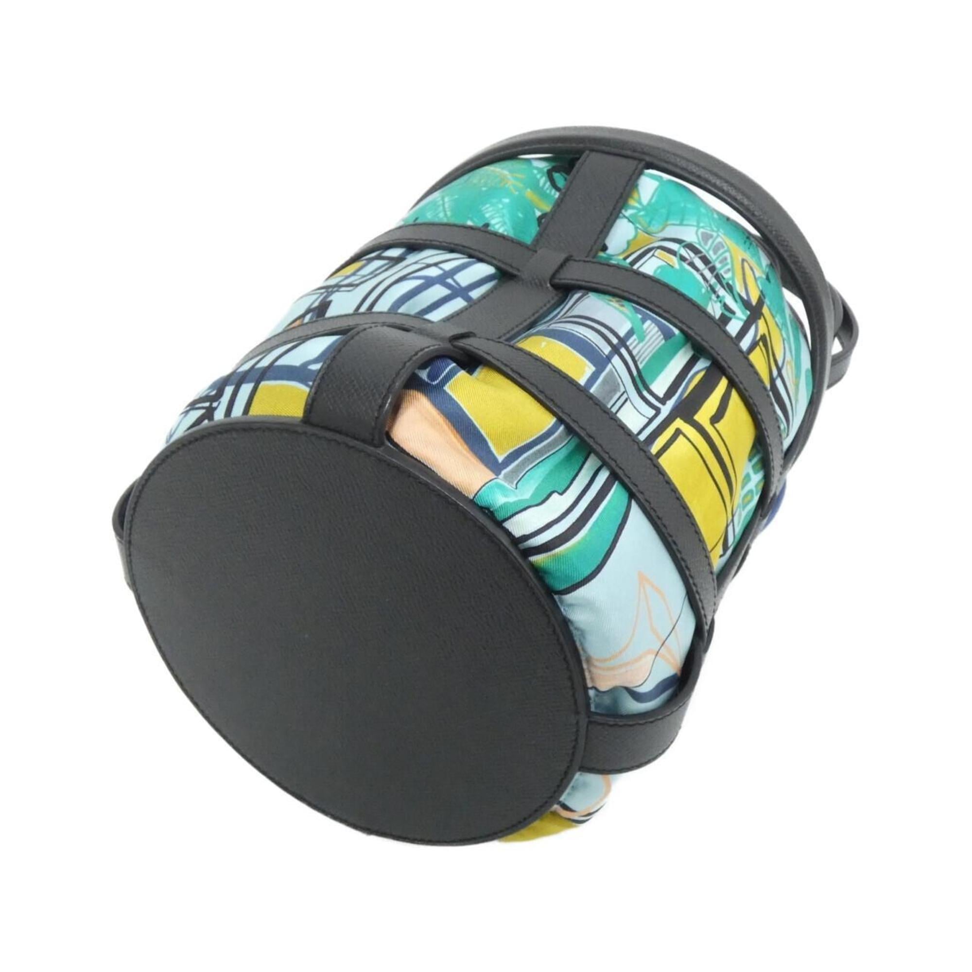 Hermes Black Blue Atoll Multi-Color Epsom Leather Silk Shoulder Bag (Pre-Owned)