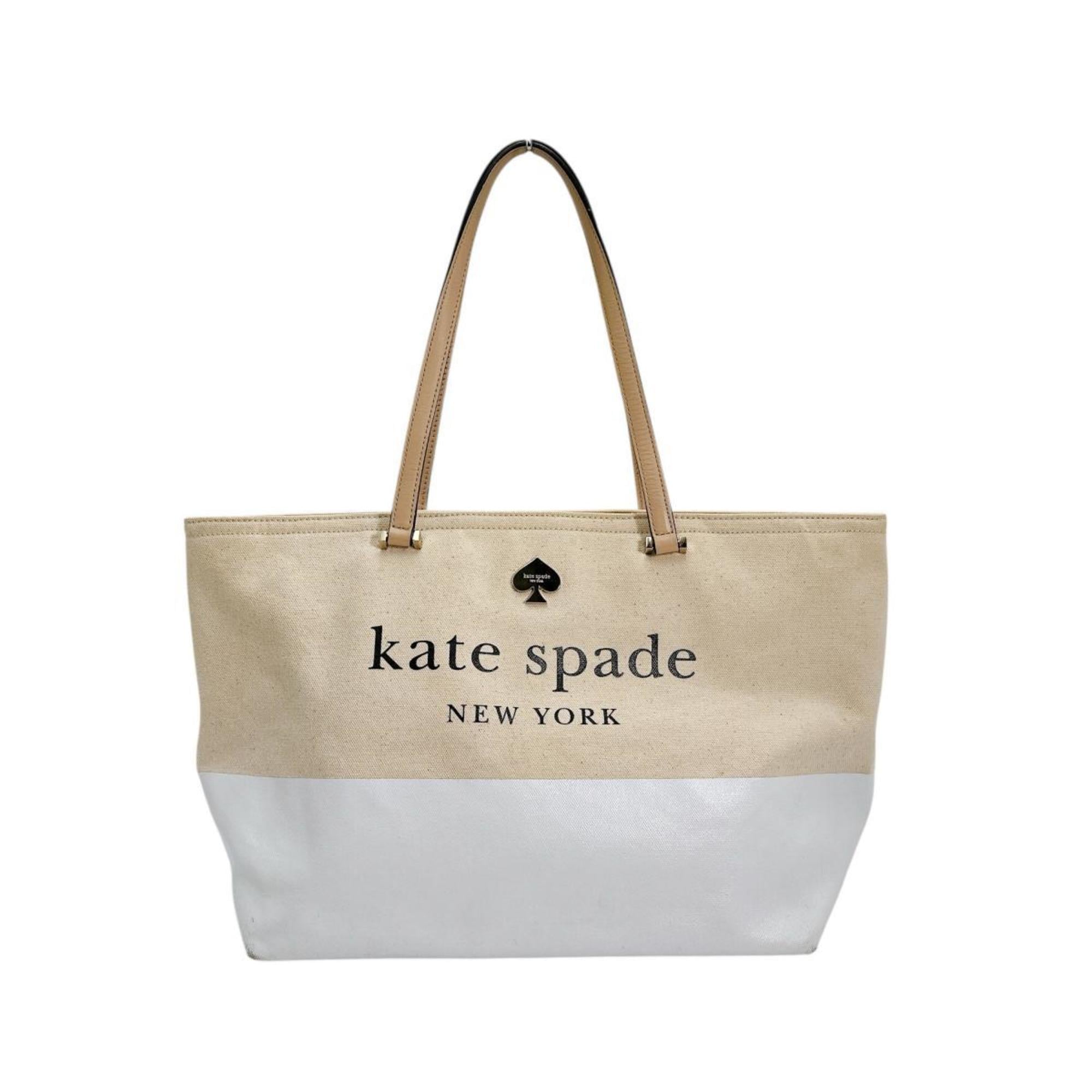 Kate Spade Beige Canvas Handbag Tote Bag (Pre-Owned)