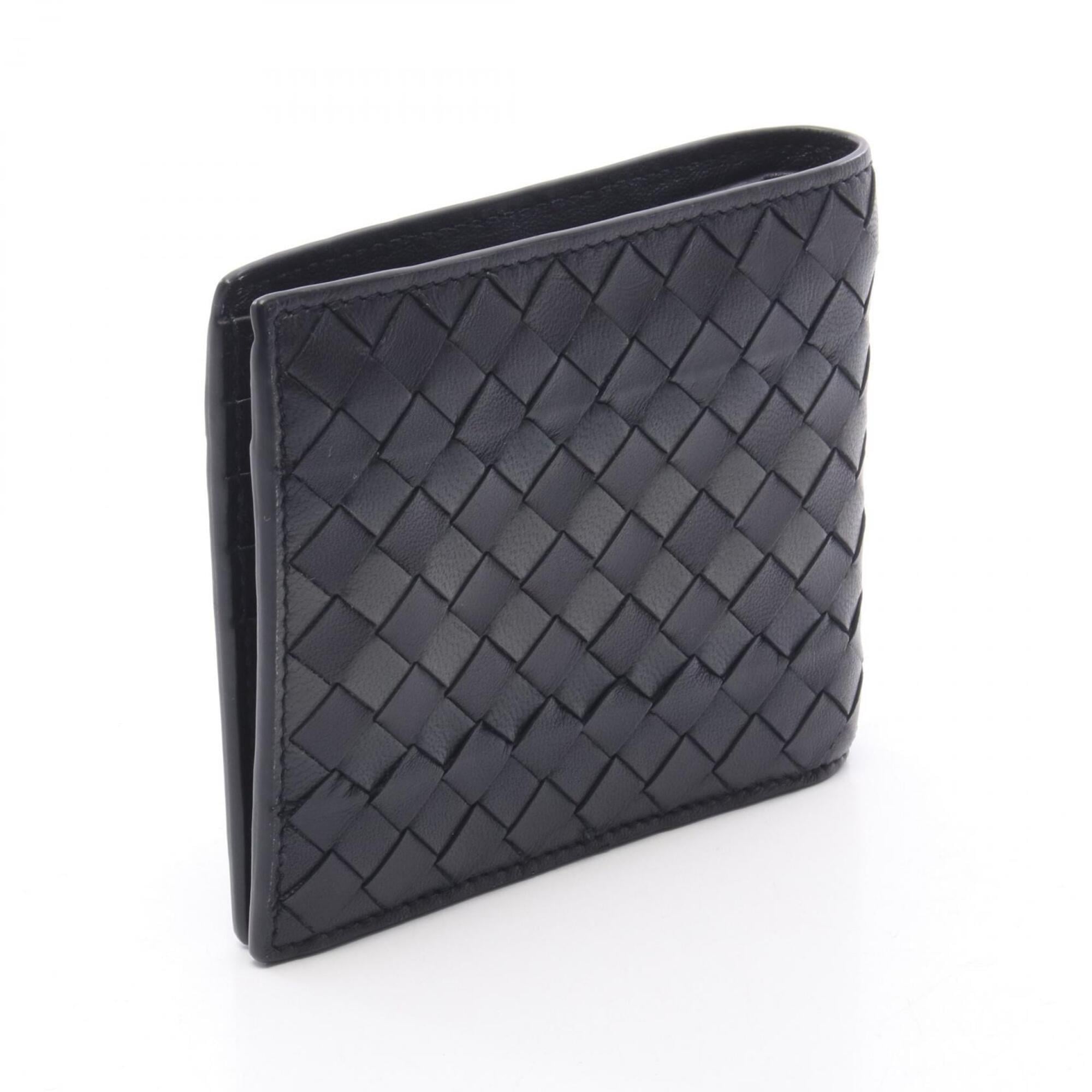 Bottega Veneta Black Gray Intrecciato Wallet (Bi-Fold) (Pre-Owned)