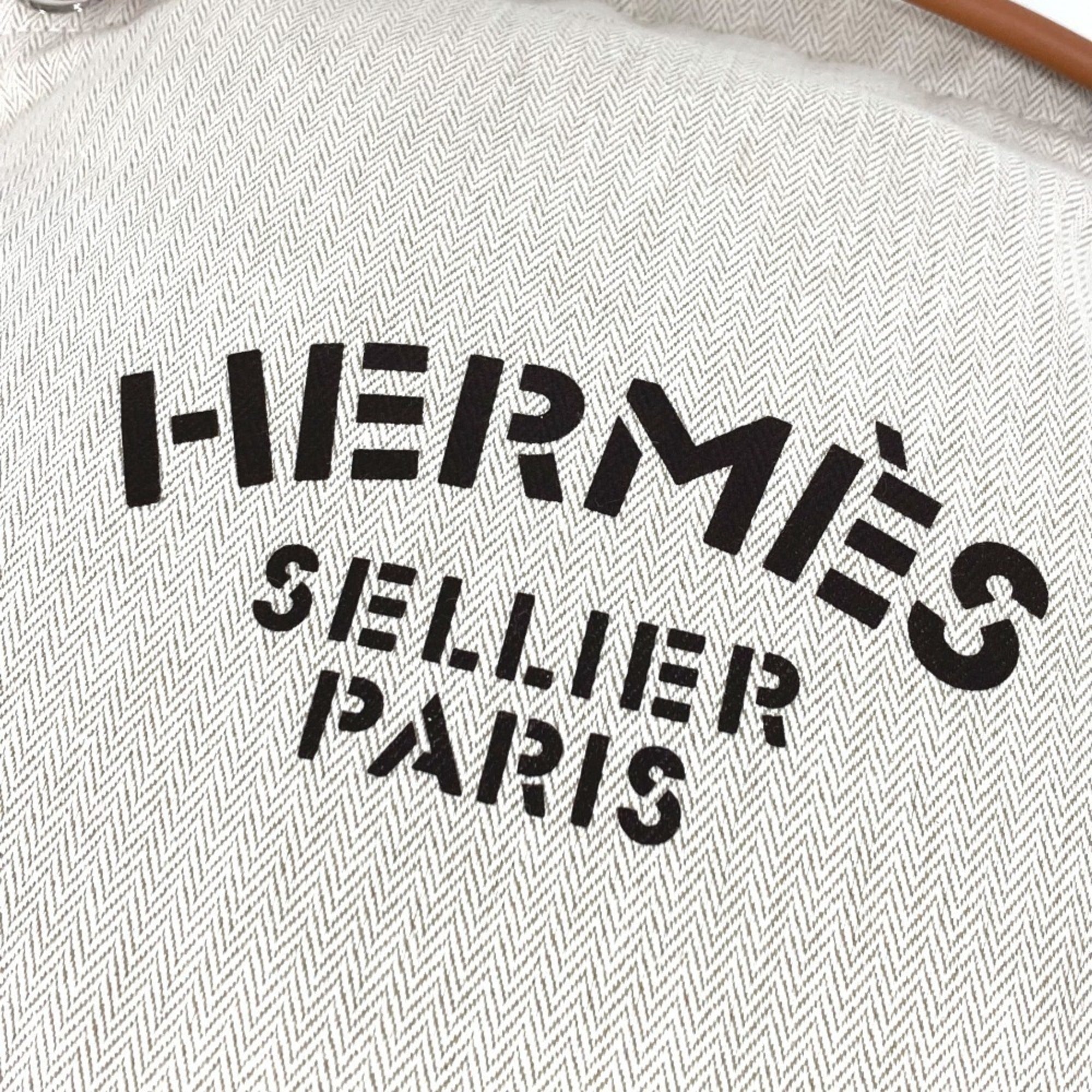 Hermes Beige Brown Toile Chevron Barenia Leather Backpack (Pre-Owned)