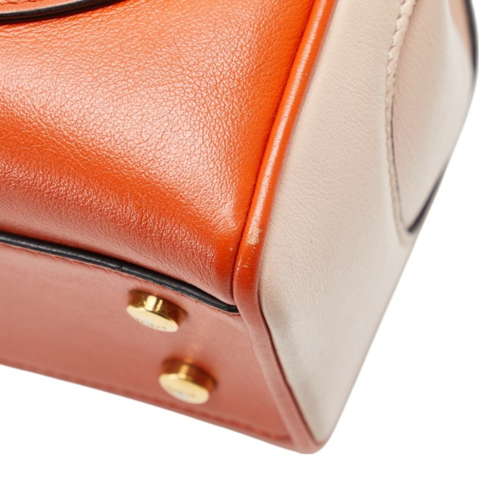 Tod's Beige Black Orange Leather Handbag Shoulder Bag (Pre-Owned)
