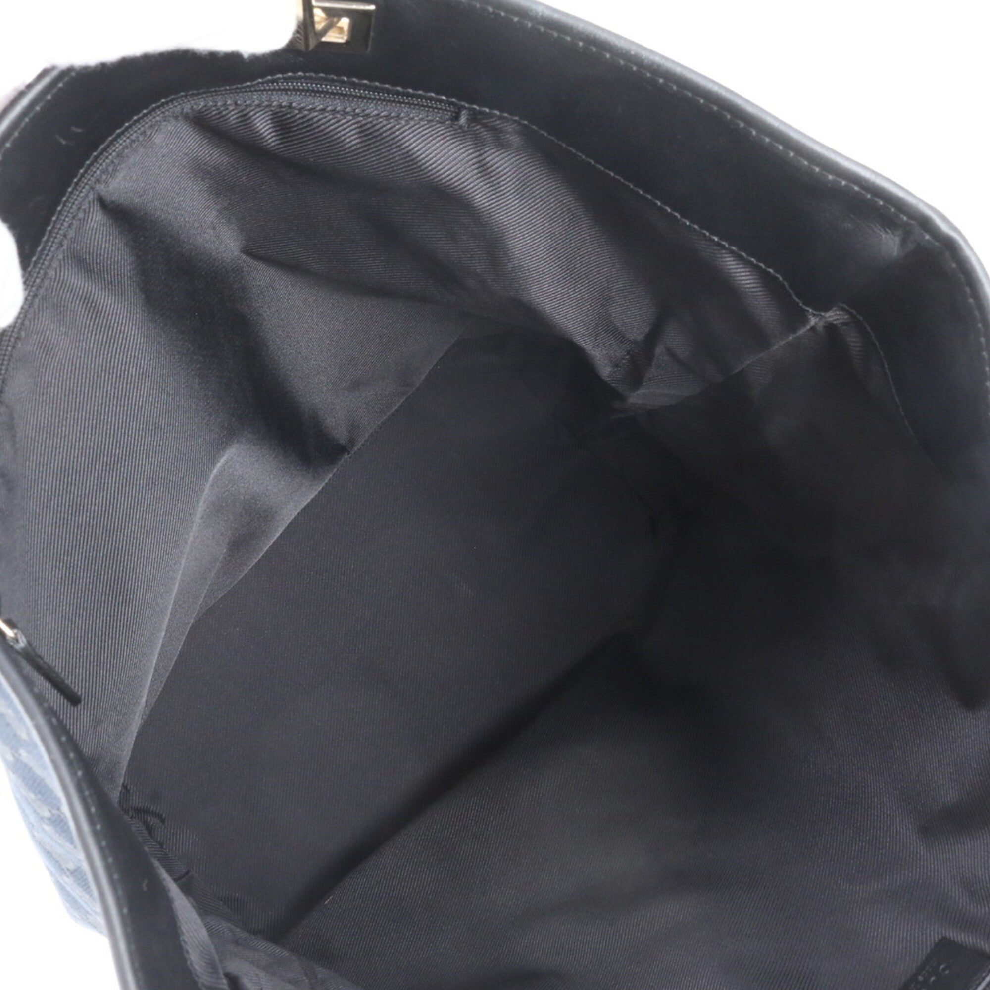 Gucci Black Navy Leather Canvas Handbag Shoulder Bag Tote Bag (Pre-Owned)