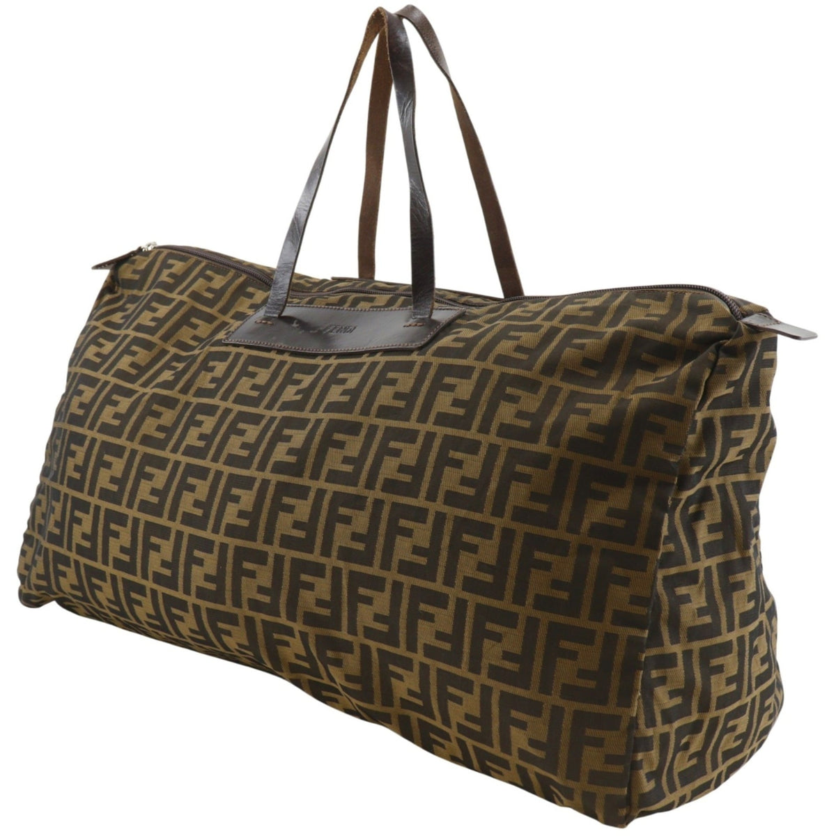 Fendi Zucca Brown Nylon Canvas Boston Bag (Pre-Owned)