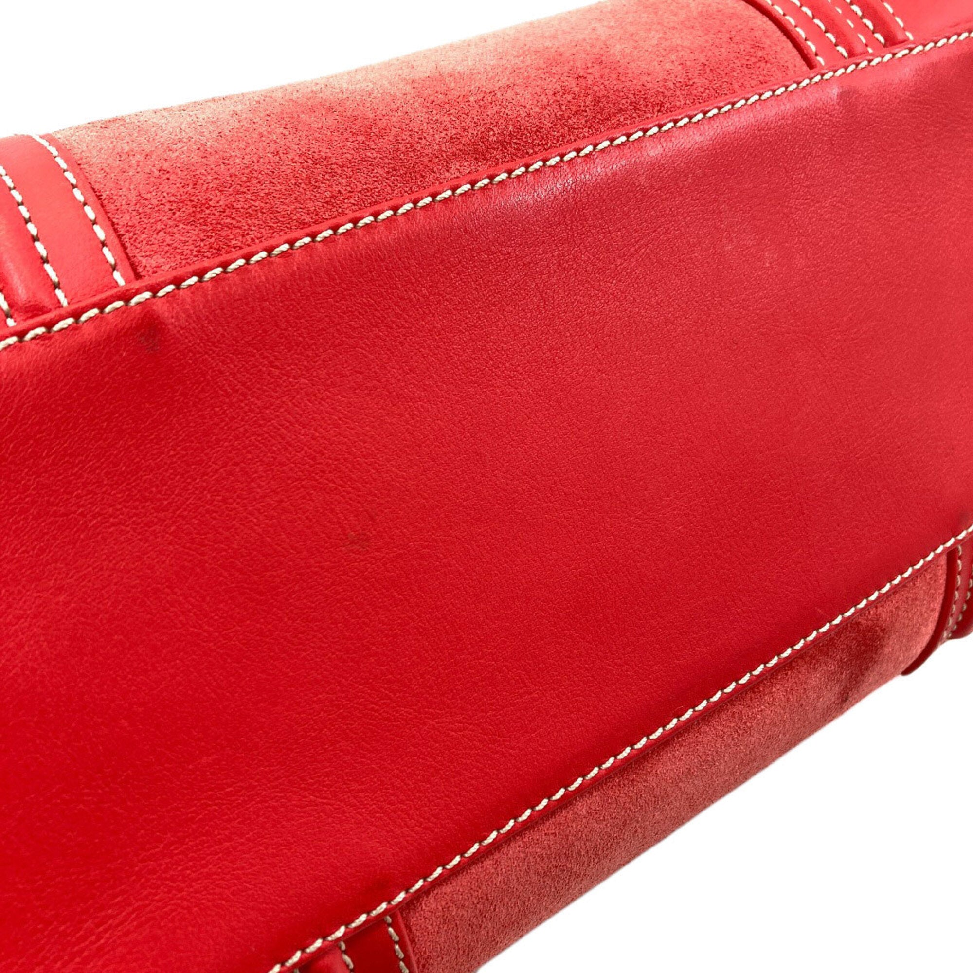 Loewe Red Color Suede Handbag (Pre-Owned)