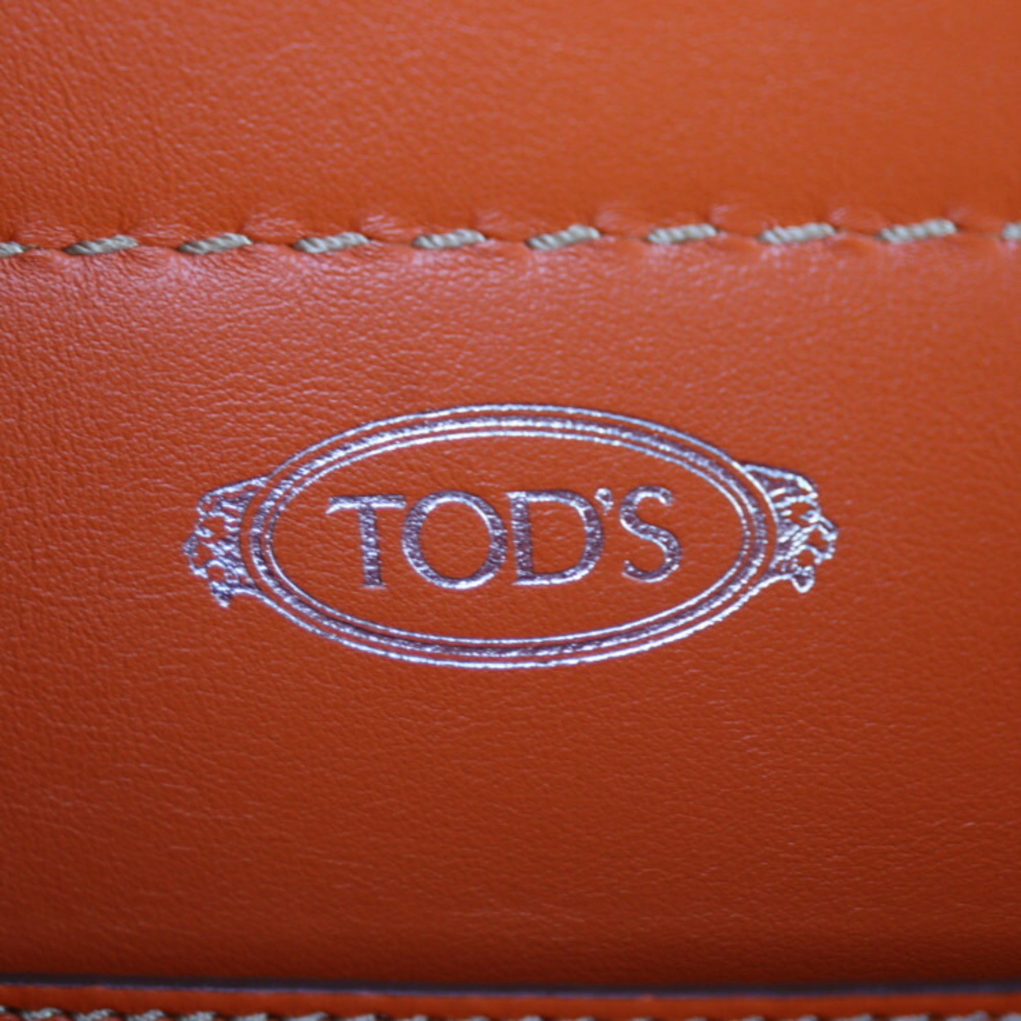Tod's Beige Brown Orange Leather Handbag Shoulder Bag Tote Bag (Pre-Owned)