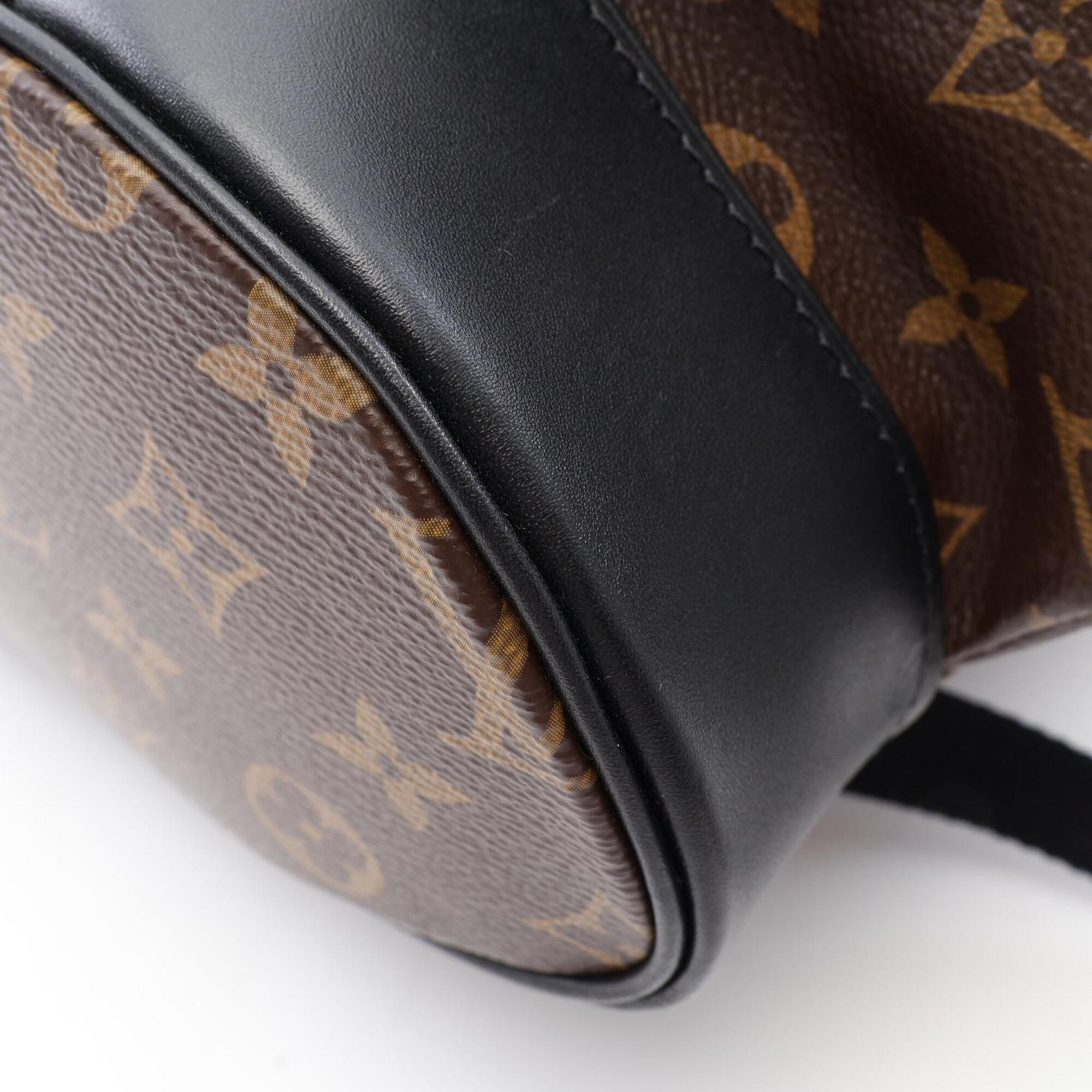 Louis Vuitton Black Brown Coated Canvas Leather Backpack Handbag (Pre-Owned)