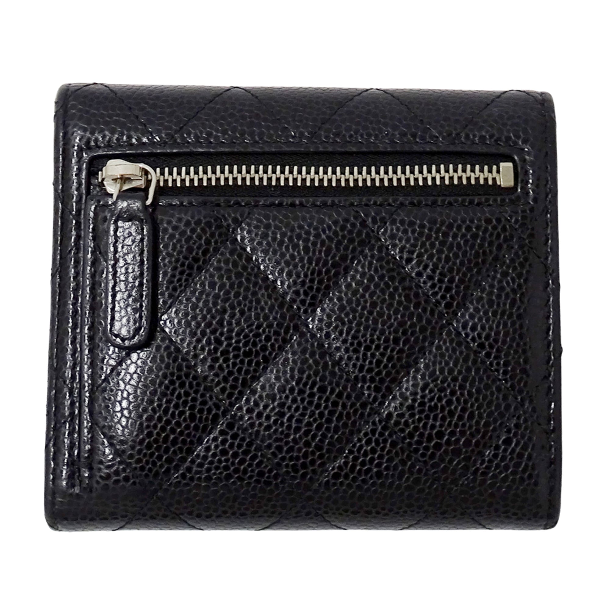 Chanel Black Grained Calfskin Wallet (Bi-Fold) (Pre-Owned)