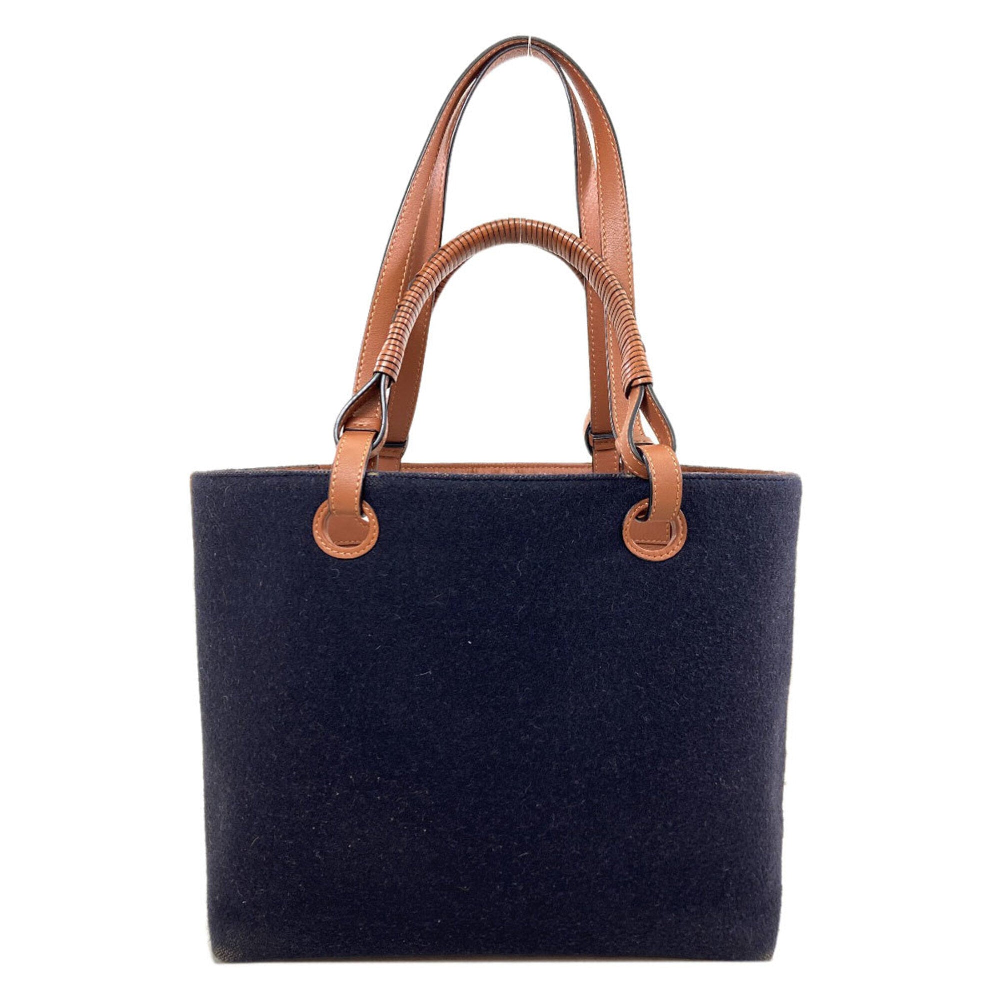 Loewe Brown Navy Wool Tote Bag (Pre-Owned)