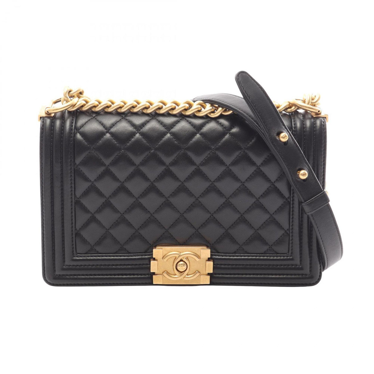 Chanel Black Leather Handbag Shoulder Bag (Pre-Owned)