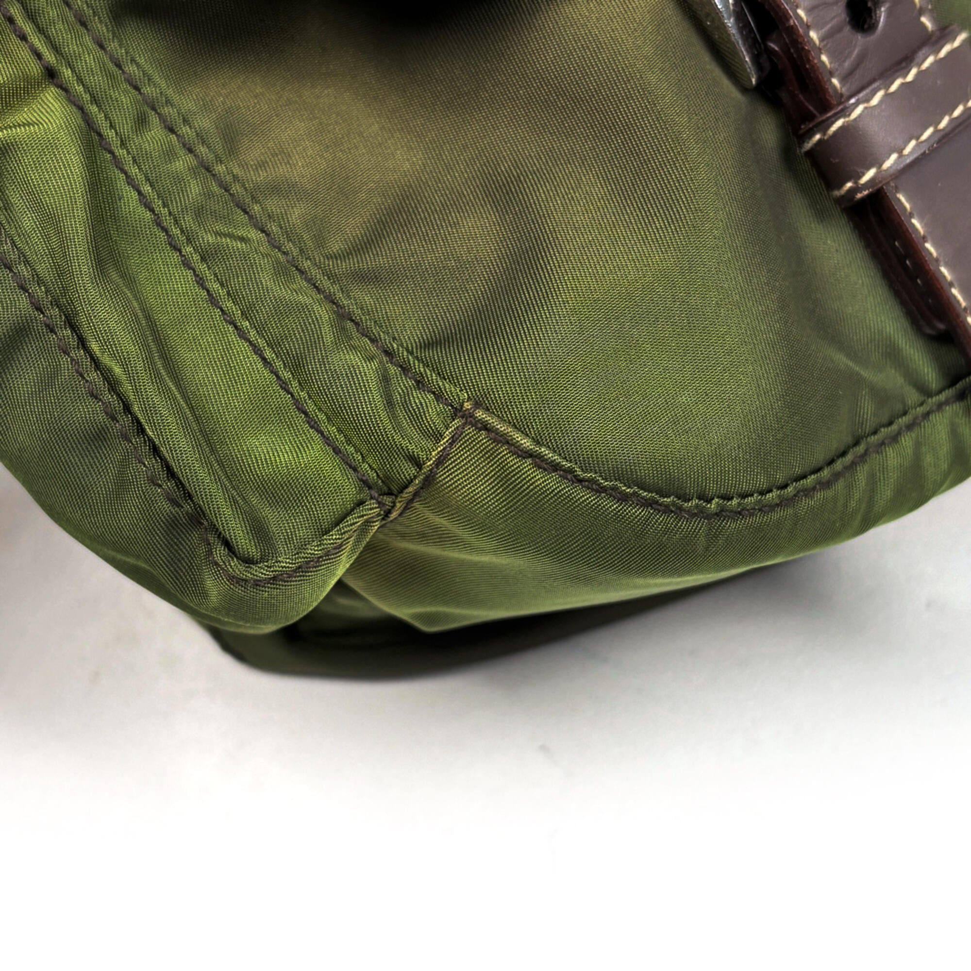 Prada Khaki Nylon Shoulder Bag (Pre-Owned)