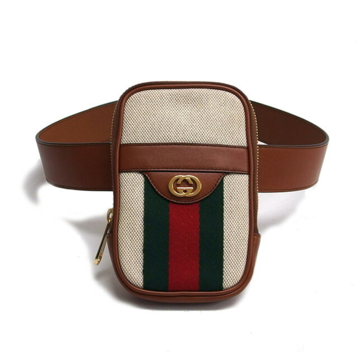 Gucci Beige Brown Canvas Leather Fanny Pack (Pre-Owned)